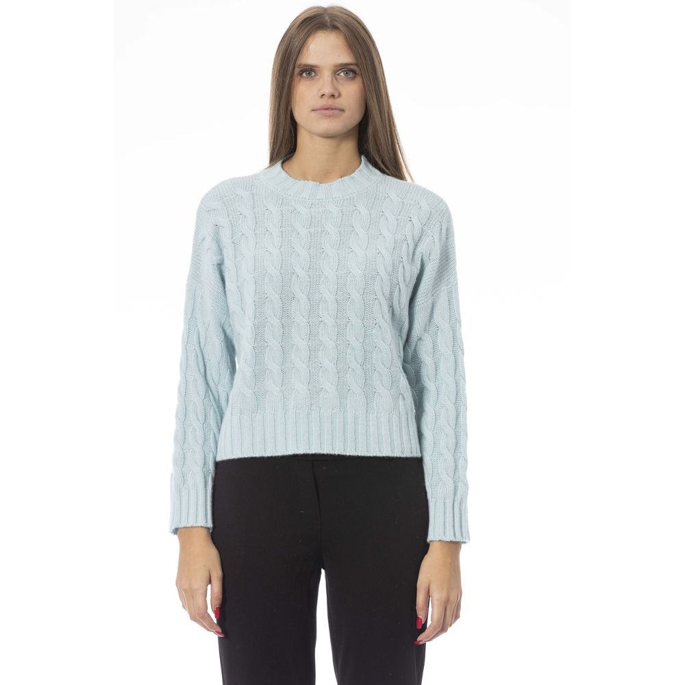 Πουλόβερ Baldinini Trend Chic Light Blue Crew με λαιμόκοψη