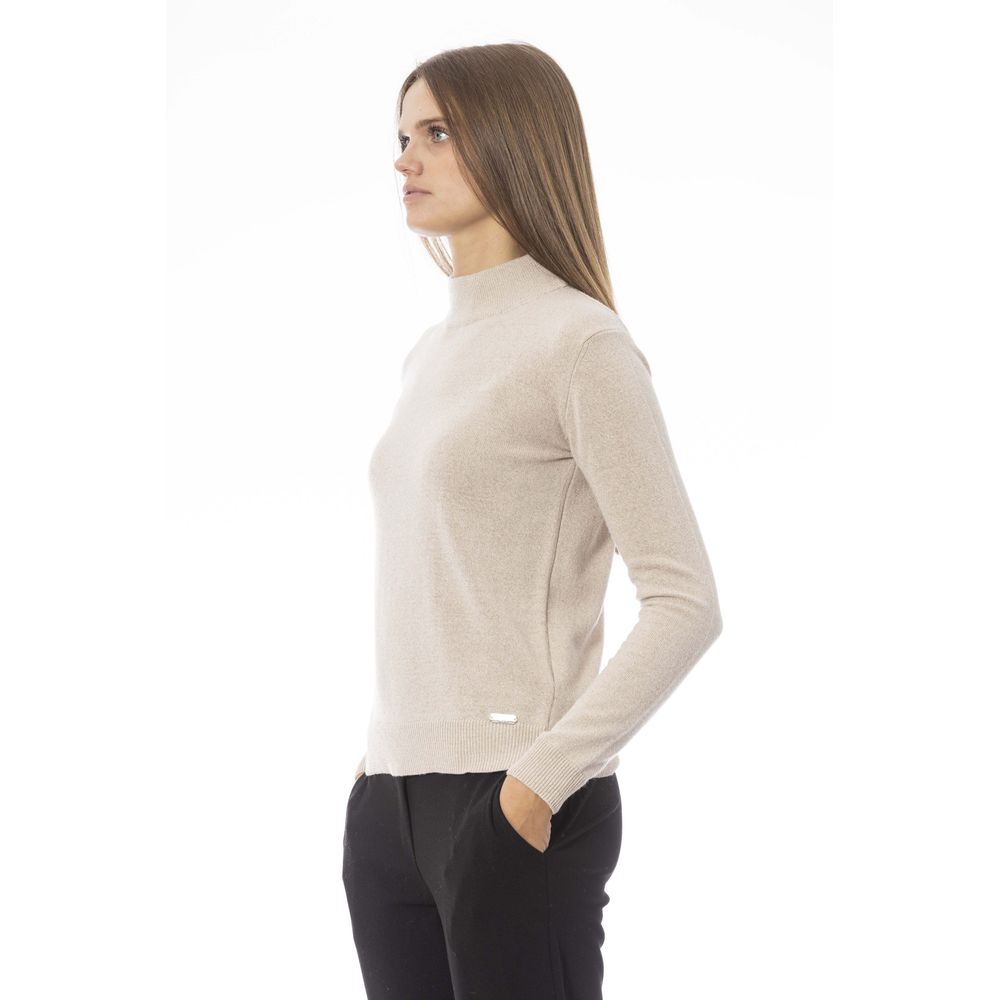 Πουλόβερ Baldinini Trend Chic Beige Turtleneck Cashmere Blend πουλόβερ