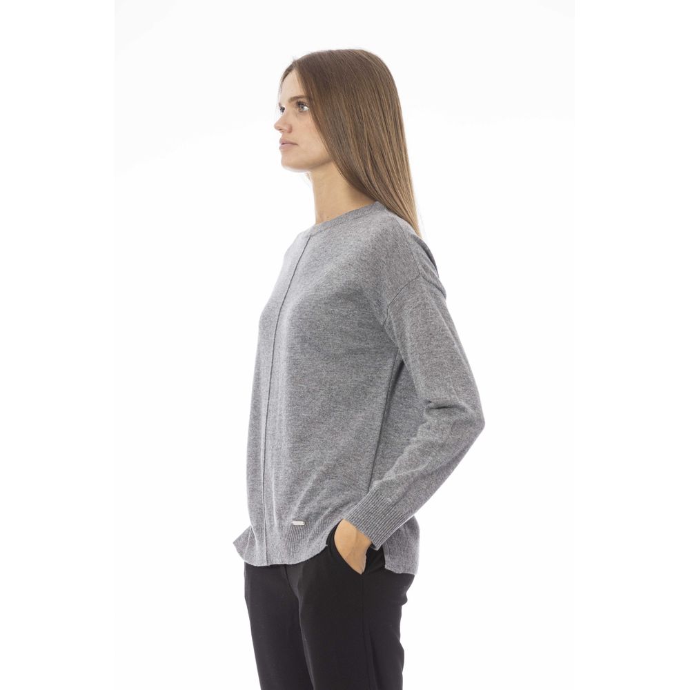 Πλεκτό πουλόβερ Baldinini Trend Chic Grey Crew Neck