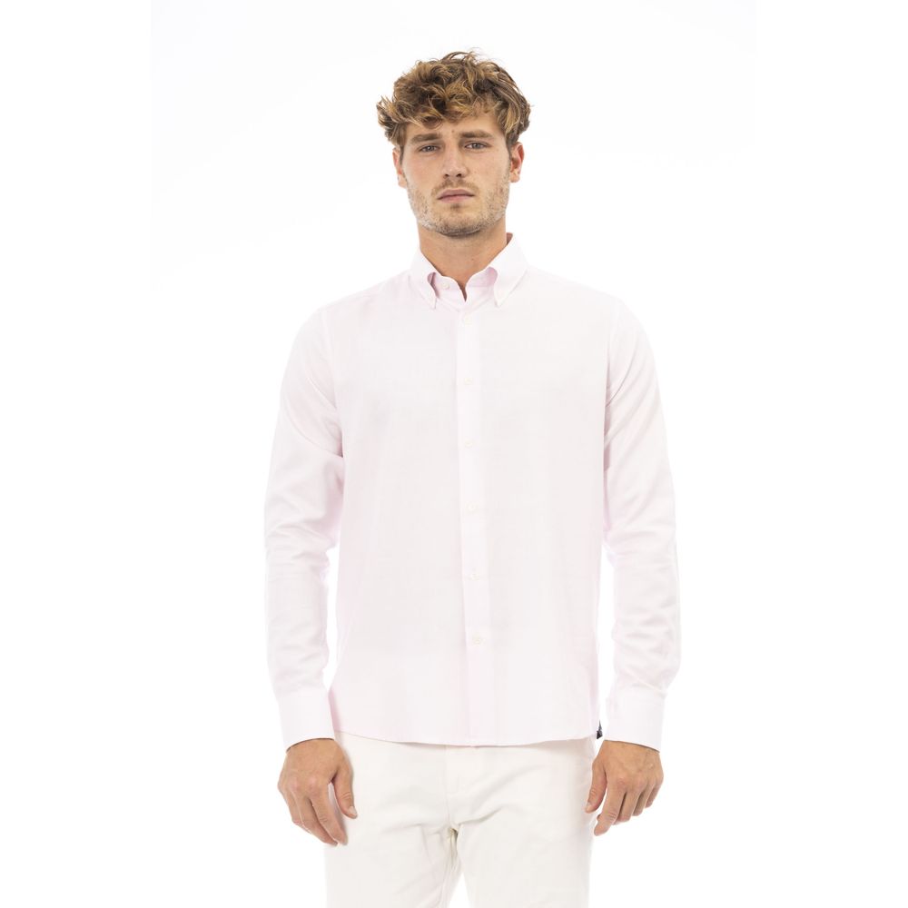 Baldinini Trend Elegant Cotton Blend Pink πουκάμισο