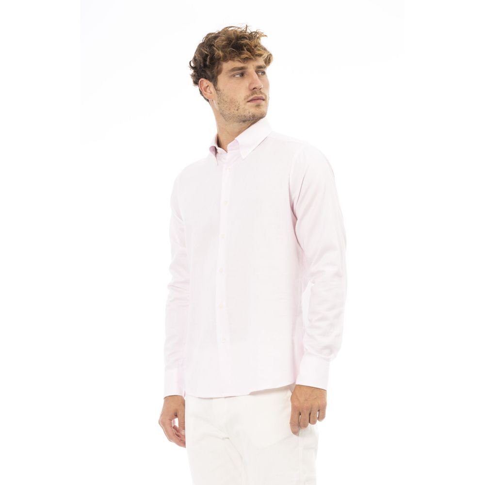 Baldinini Trend Elegant Cotton Blend Pink πουκάμισο