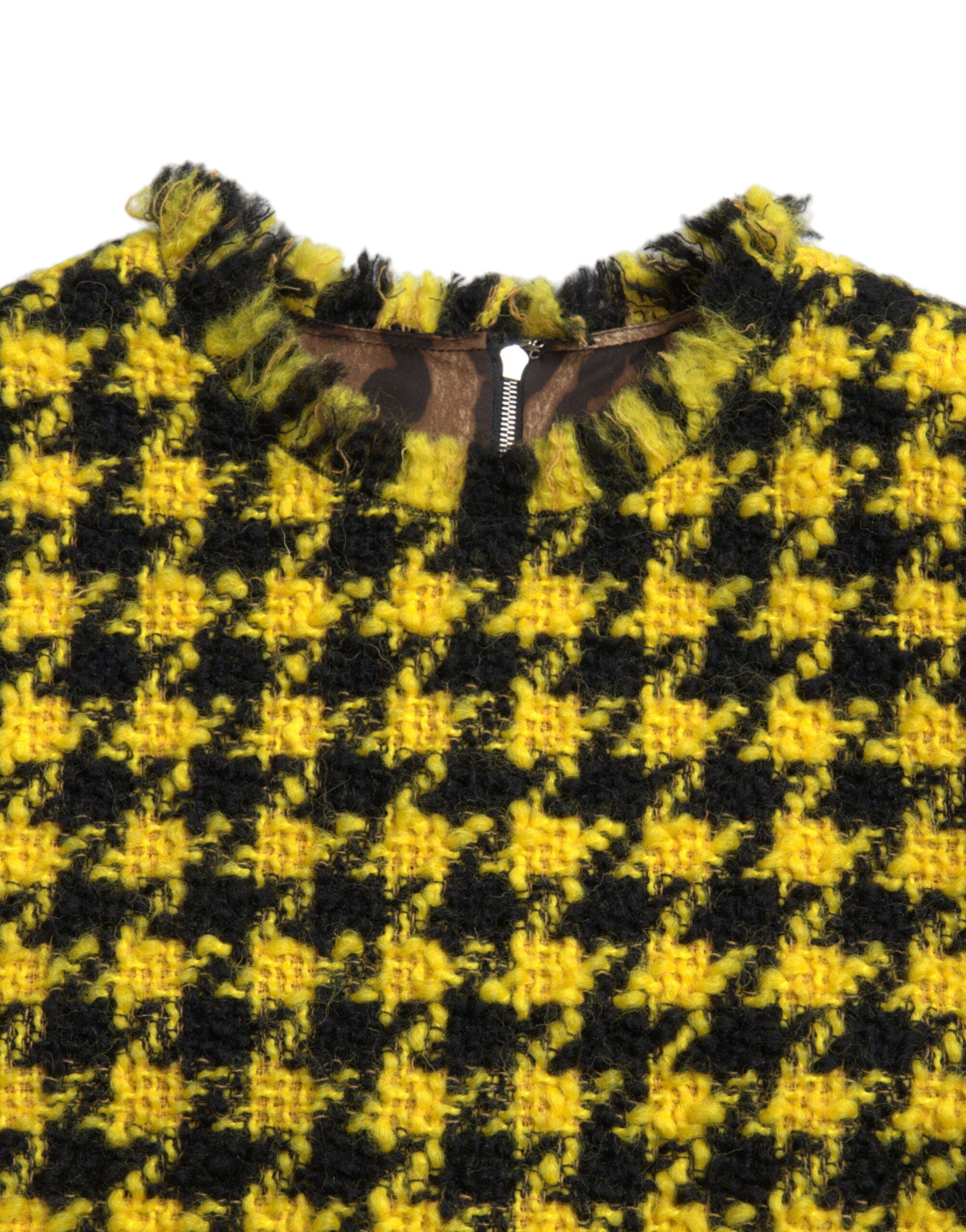 Dolce &amp; Gabbana Houndstooth Knitted Chic κίτρινη μίνι φούστα