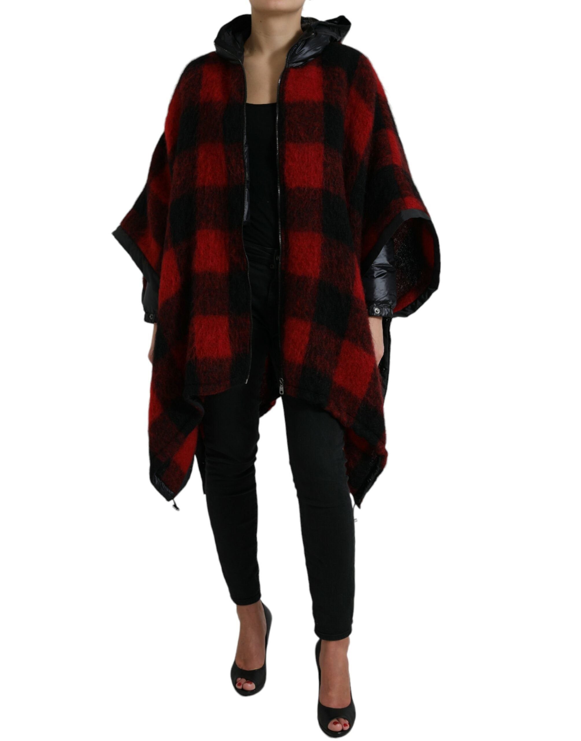 Dolce &amp; Gabbana Elegant Buffalo Check Poncho Jacket