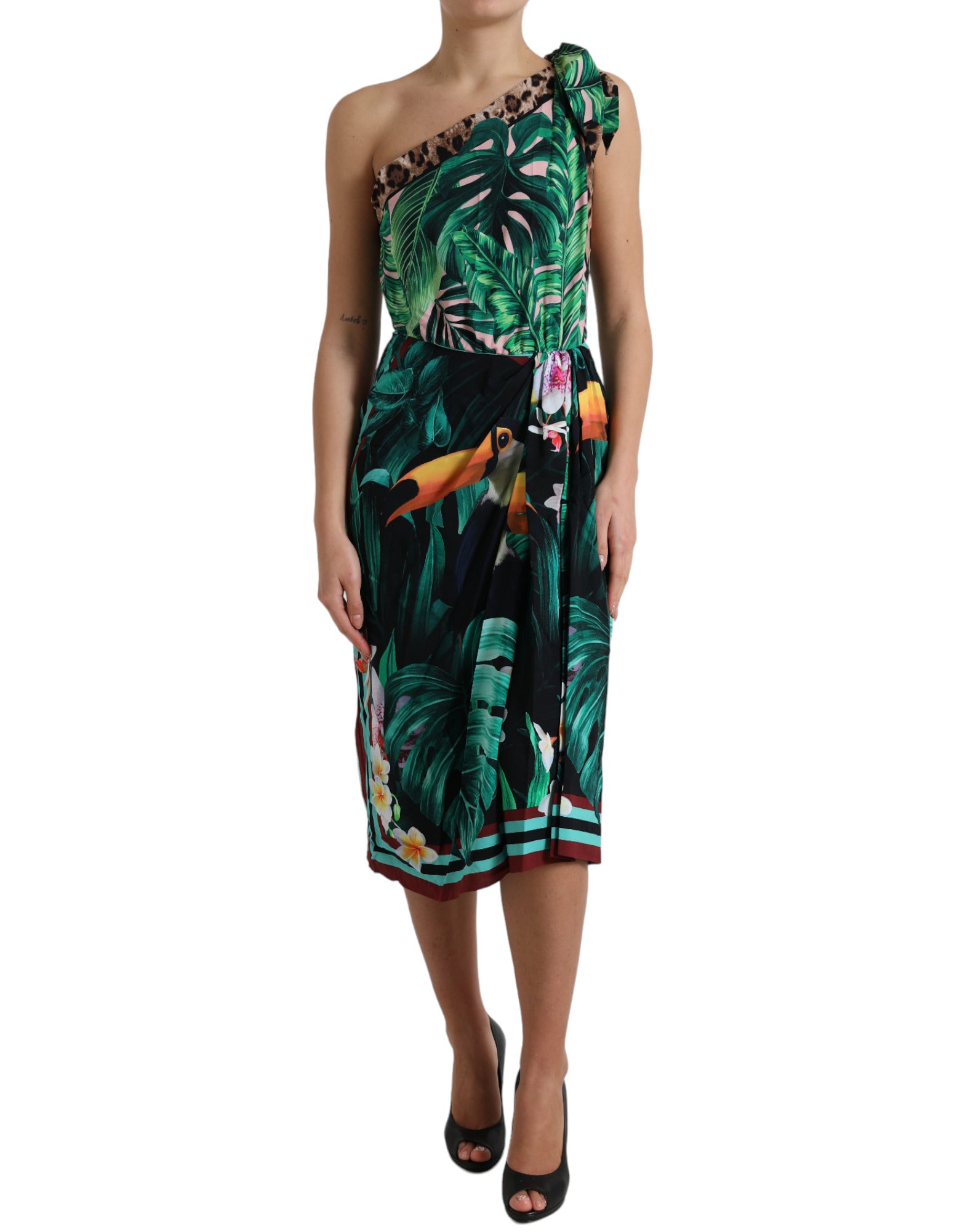 Φόρεμα με έναν ώμο Dolce &amp; Gabbana Tropical Jungle Print