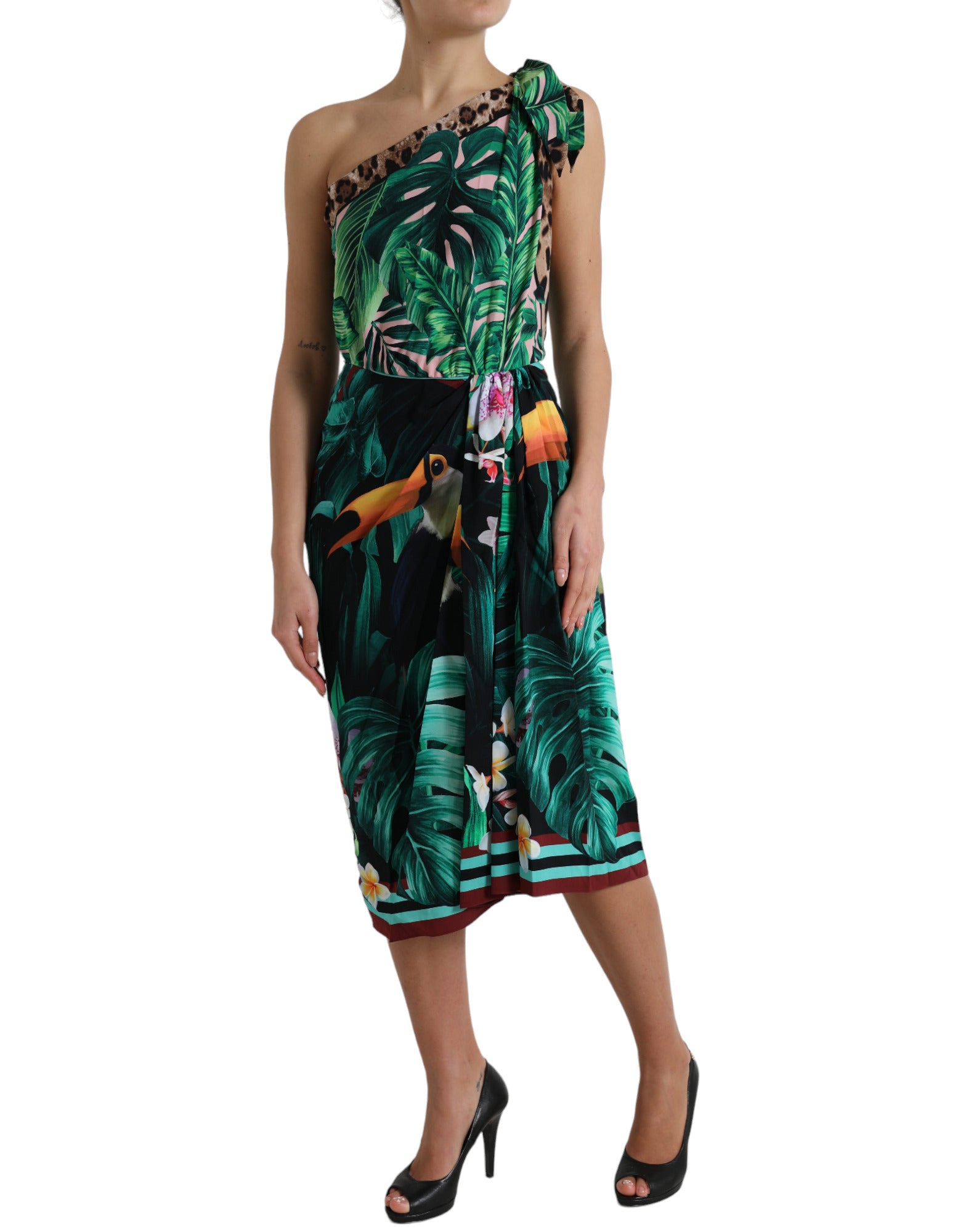 Φόρεμα με έναν ώμο Dolce &amp; Gabbana Tropical Jungle Print