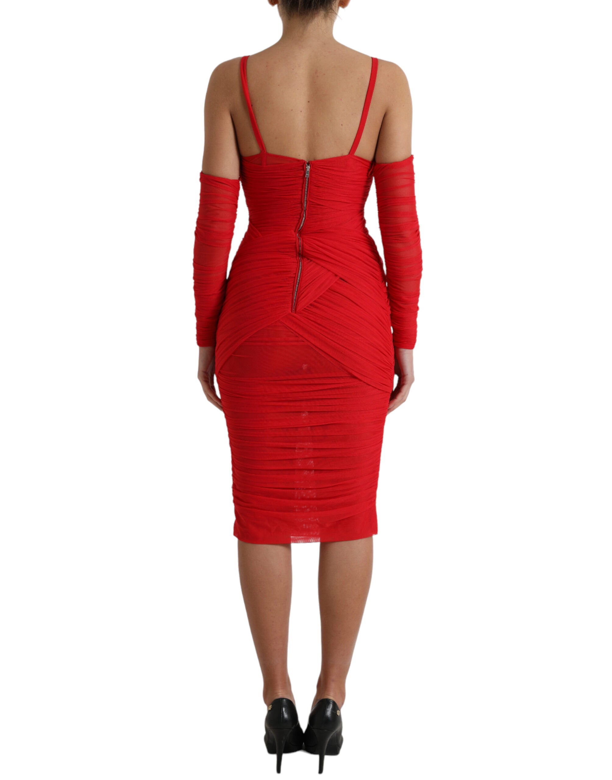 Φόρεμα Dolce &amp; Gabbana Radiant Red Stretch Satin Midi