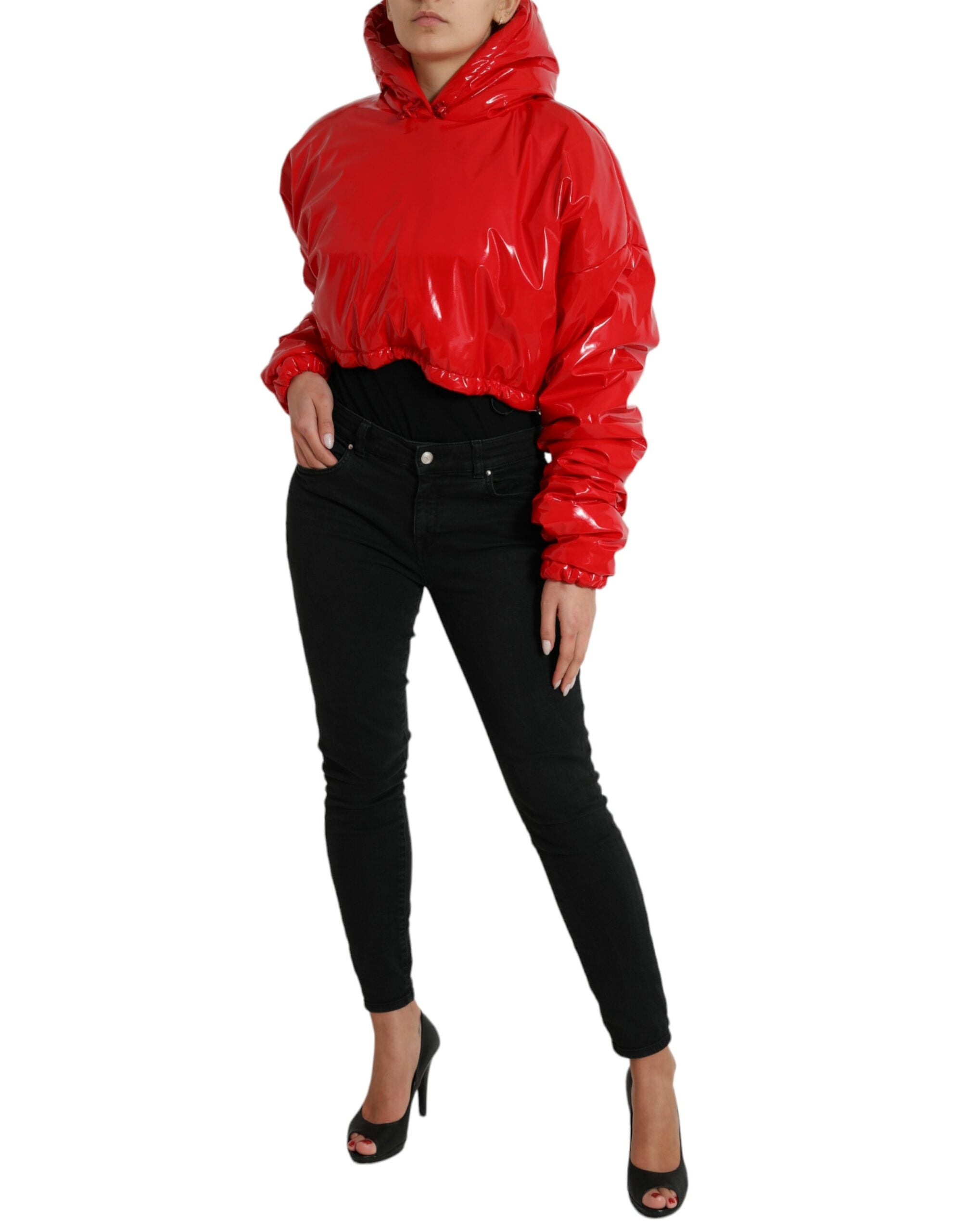 Dolce &amp; Gabbana Chic Shiny Red Cropped Jacket