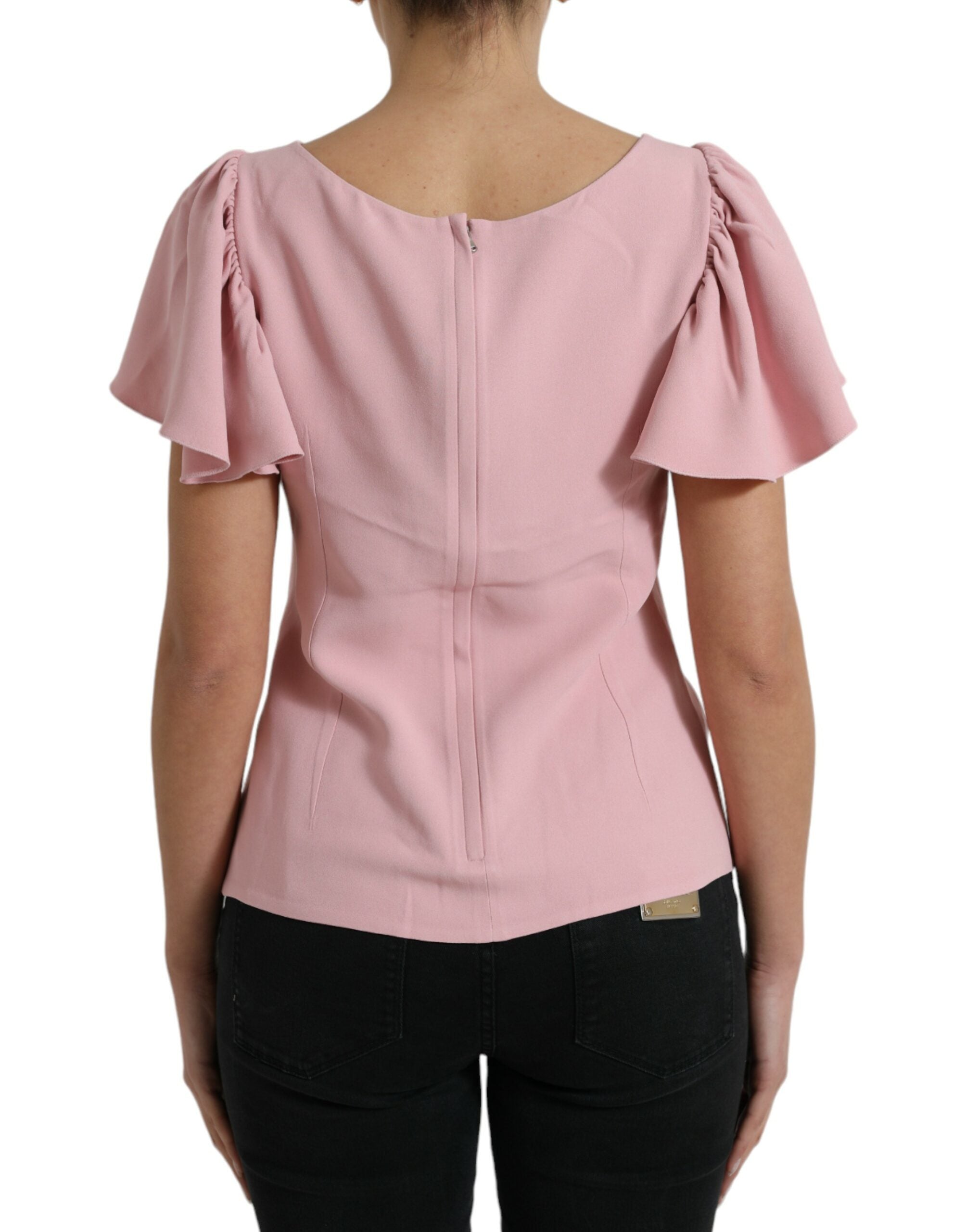 Dolce &amp; Gabbana Chic Pink Bell Sleeve Top