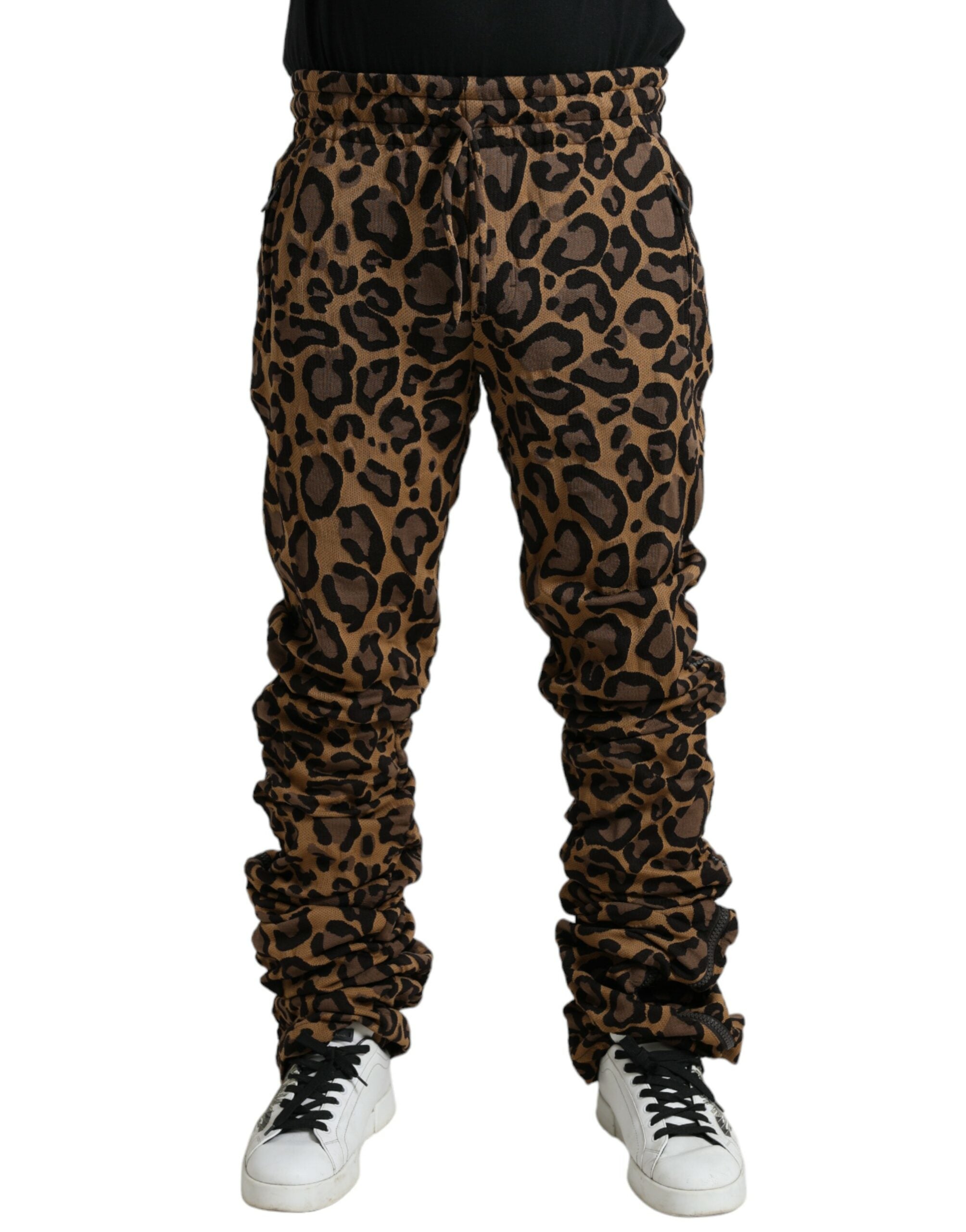 Dolce &amp; Gabbana Chic Leopard Print Jogger Παντελόνι