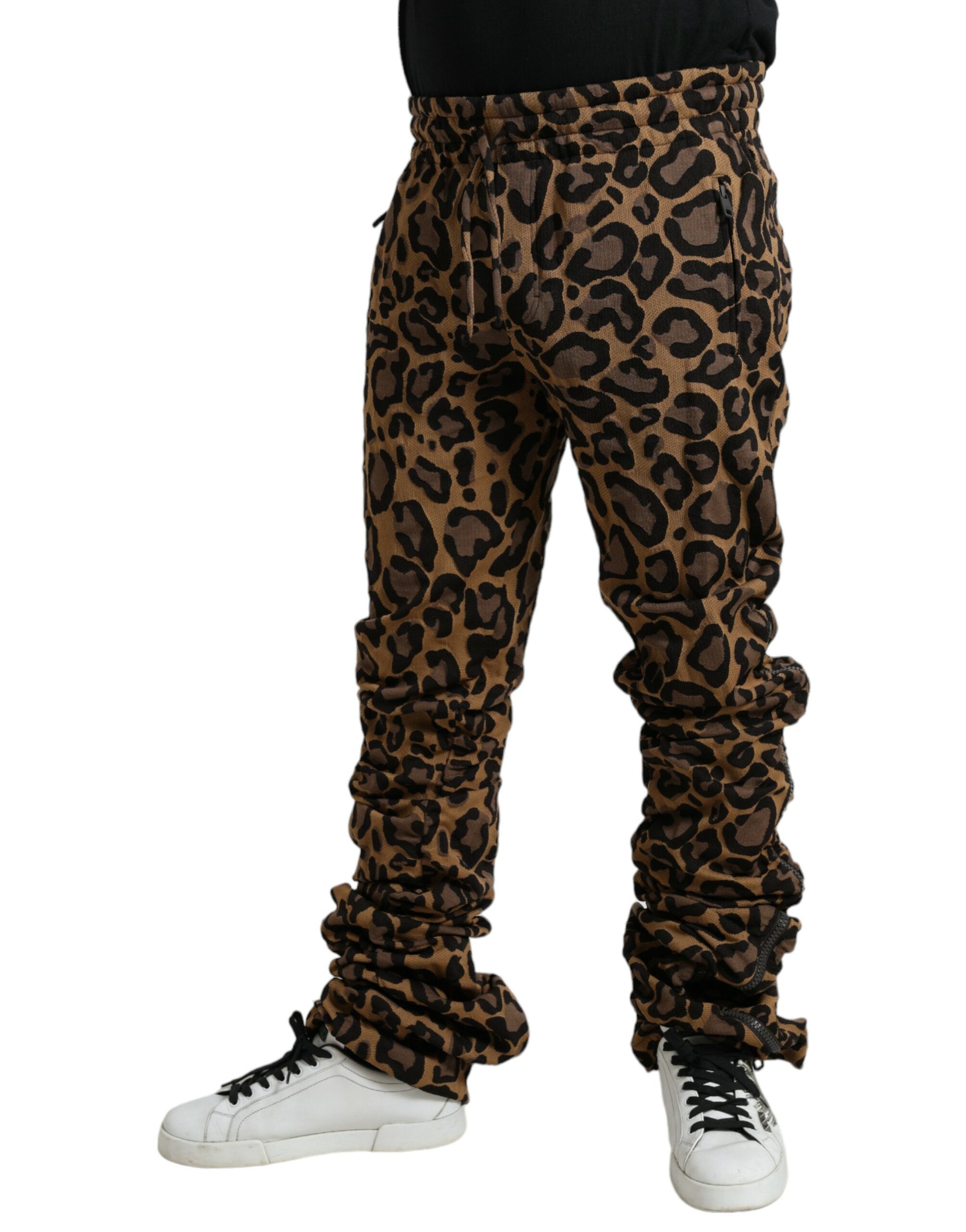 Dolce &amp; Gabbana Chic Leopard Print Jogger Παντελόνι