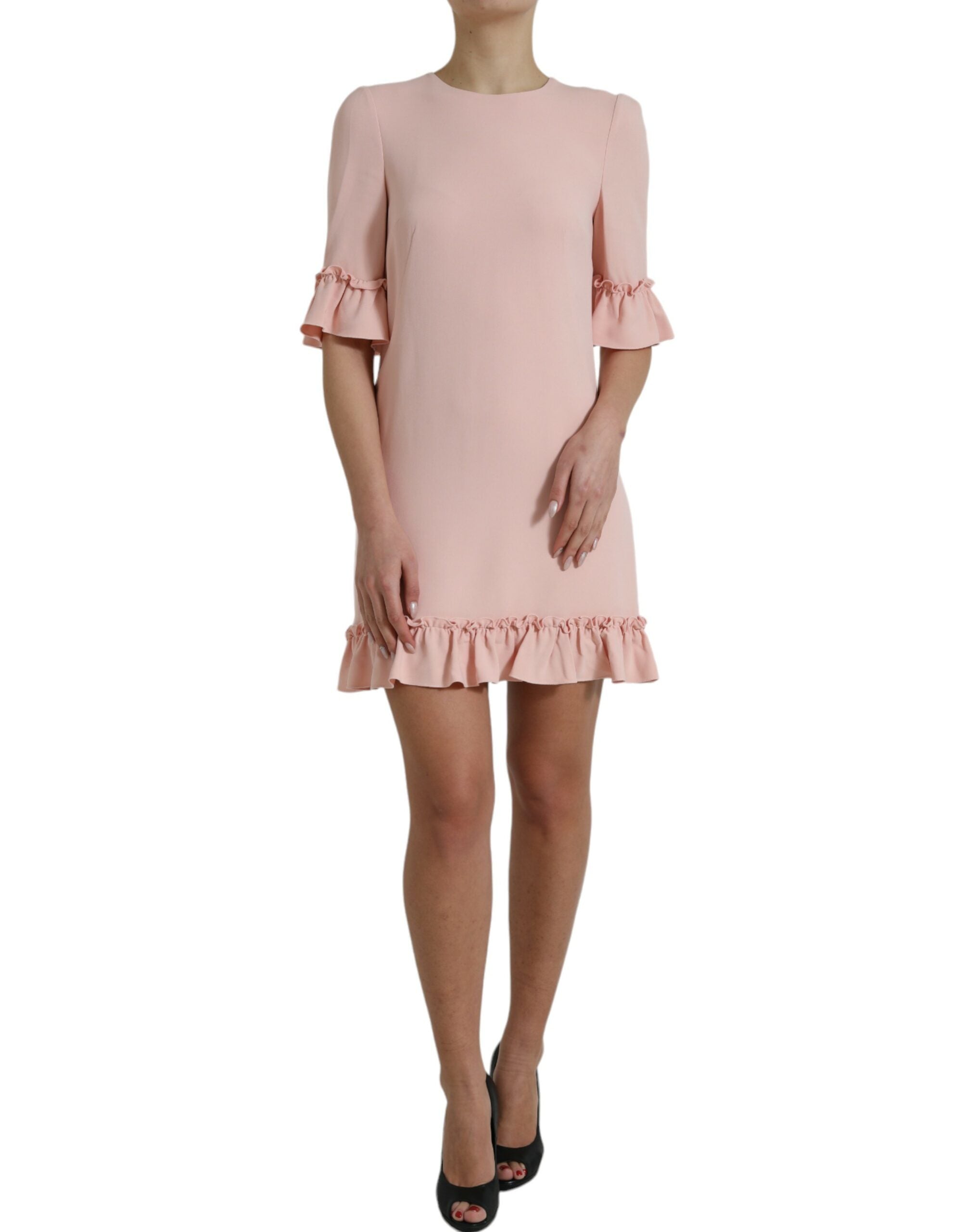 Dolce &amp; Gabbana Elegant Light Pink A-Line Shift Mini φόρεμα