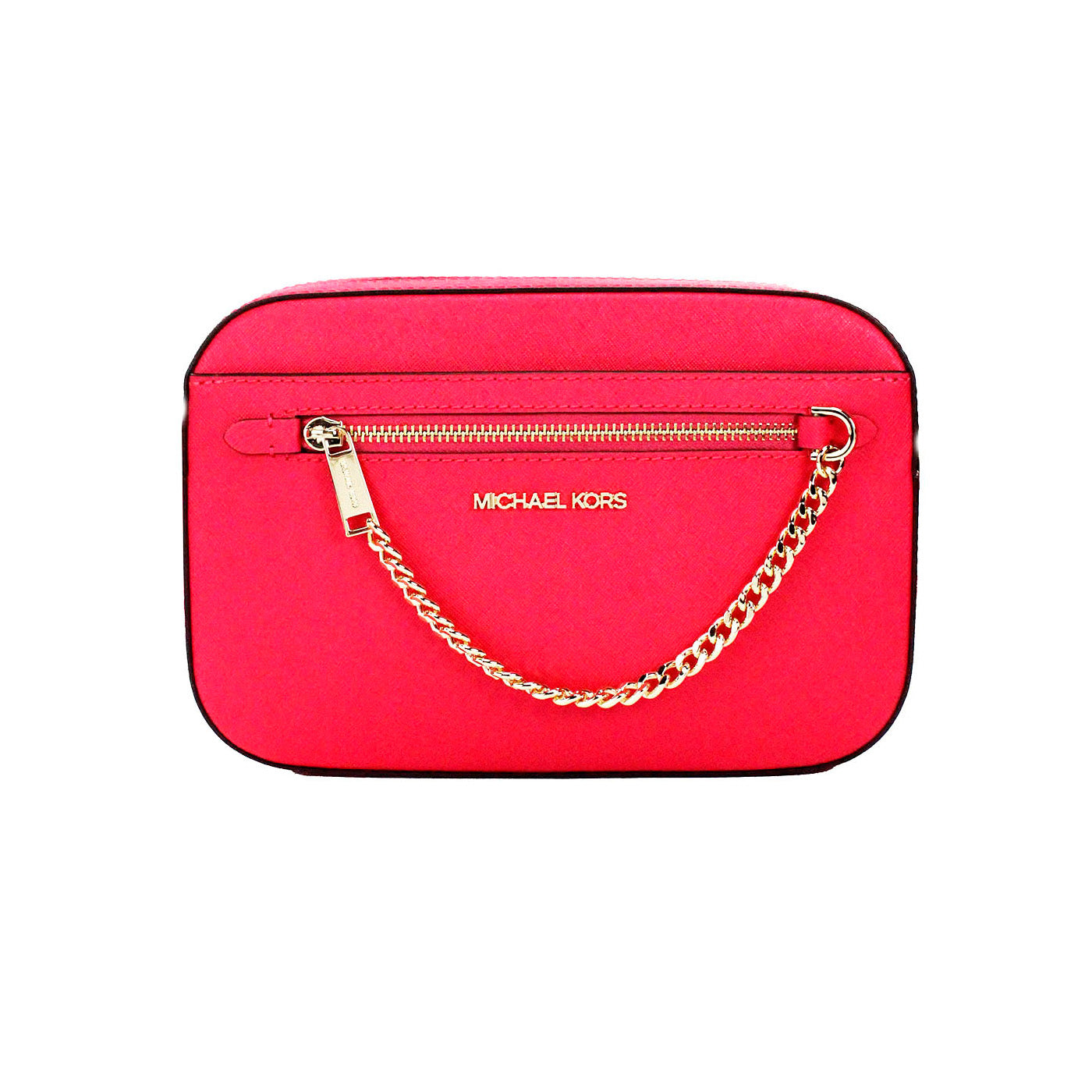 Τσάντα χιαστί με φερμουάρ Michael Kors Jet Set East West Electric Pink Δερμάτινη τσάντα χιαστί με φερμουάρ