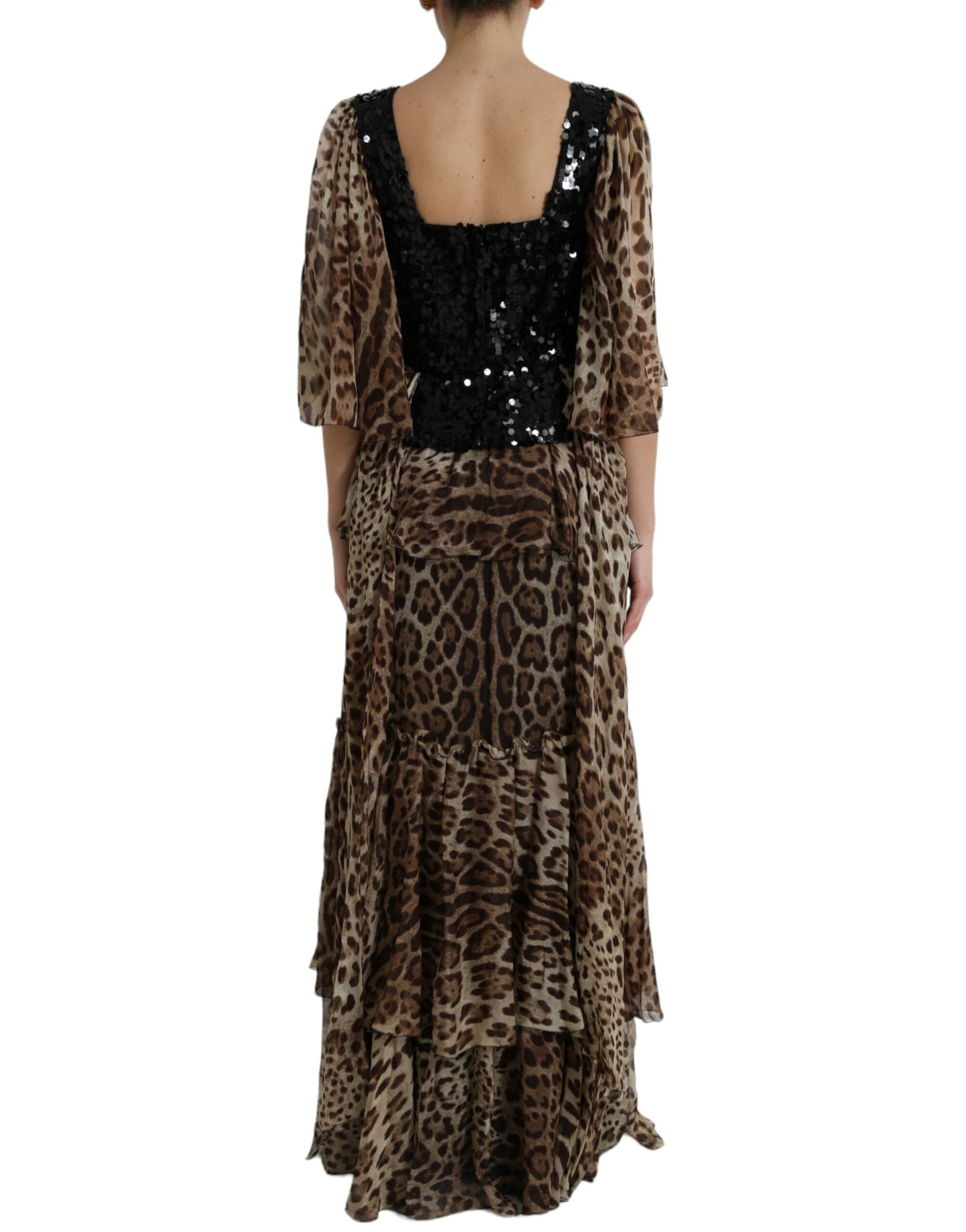 Κομψό φόρεμα Dolce &amp; Gabbana με Leopard Sequin Tiered