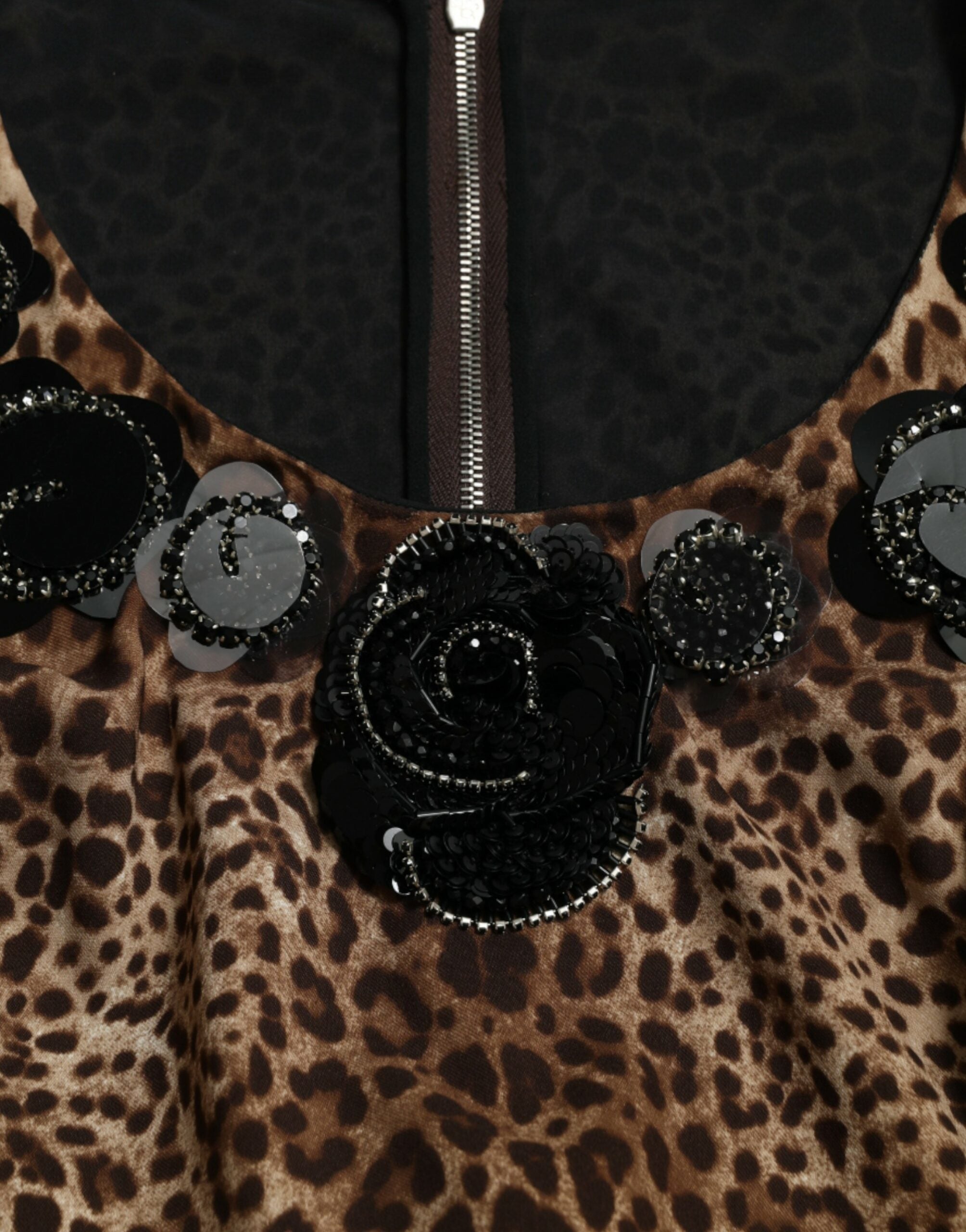 Dolce &amp; Gabbana Silk Leopard Διακοσμημένο Μακρύ Φόρεμα