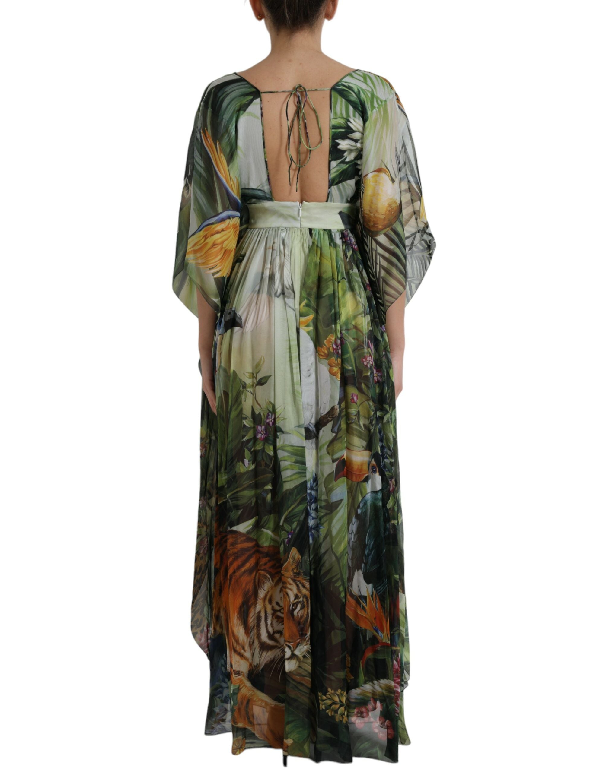 Dolce &amp; Gabbana Elegant Jungle Print Maxi Silk φόρεμα