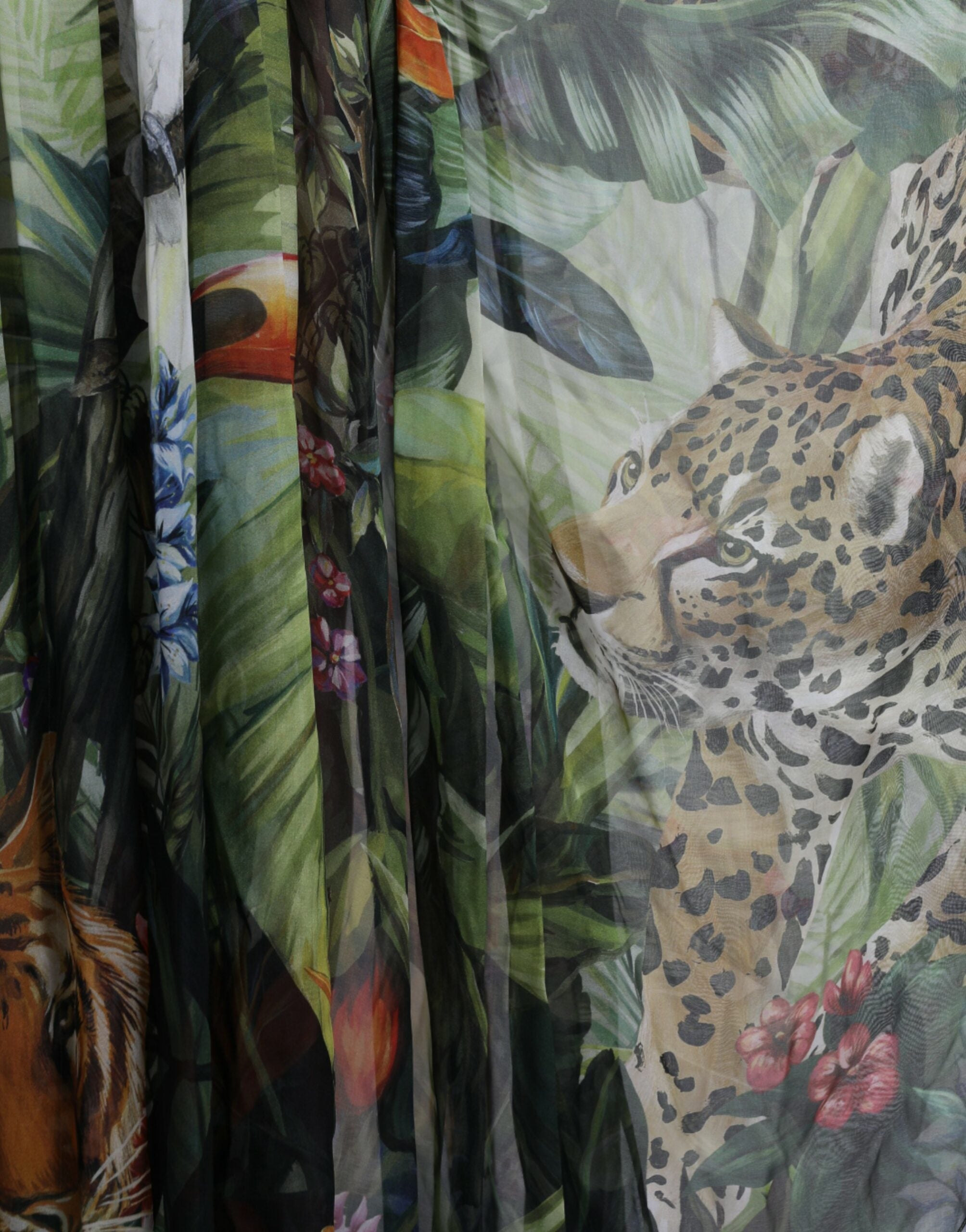 Dolce &amp; Gabbana Elegant Jungle Print Maxi Silk φόρεμα