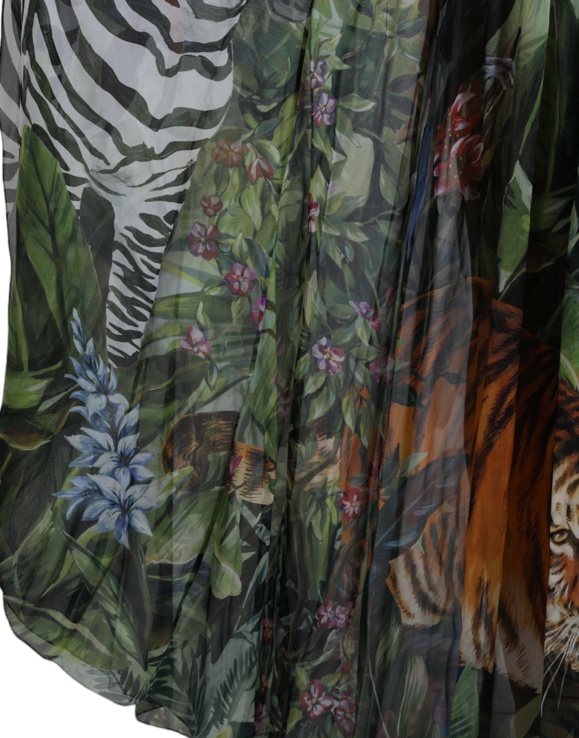 Dolce &amp; Gabbana Elegant Jungle Print Maxi Silk φόρεμα