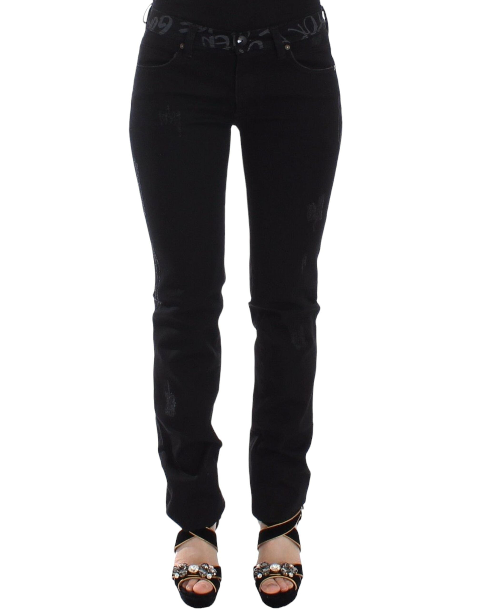 Ερμάννο Scervino Chic Μαύρο Skinny Statement Jeans