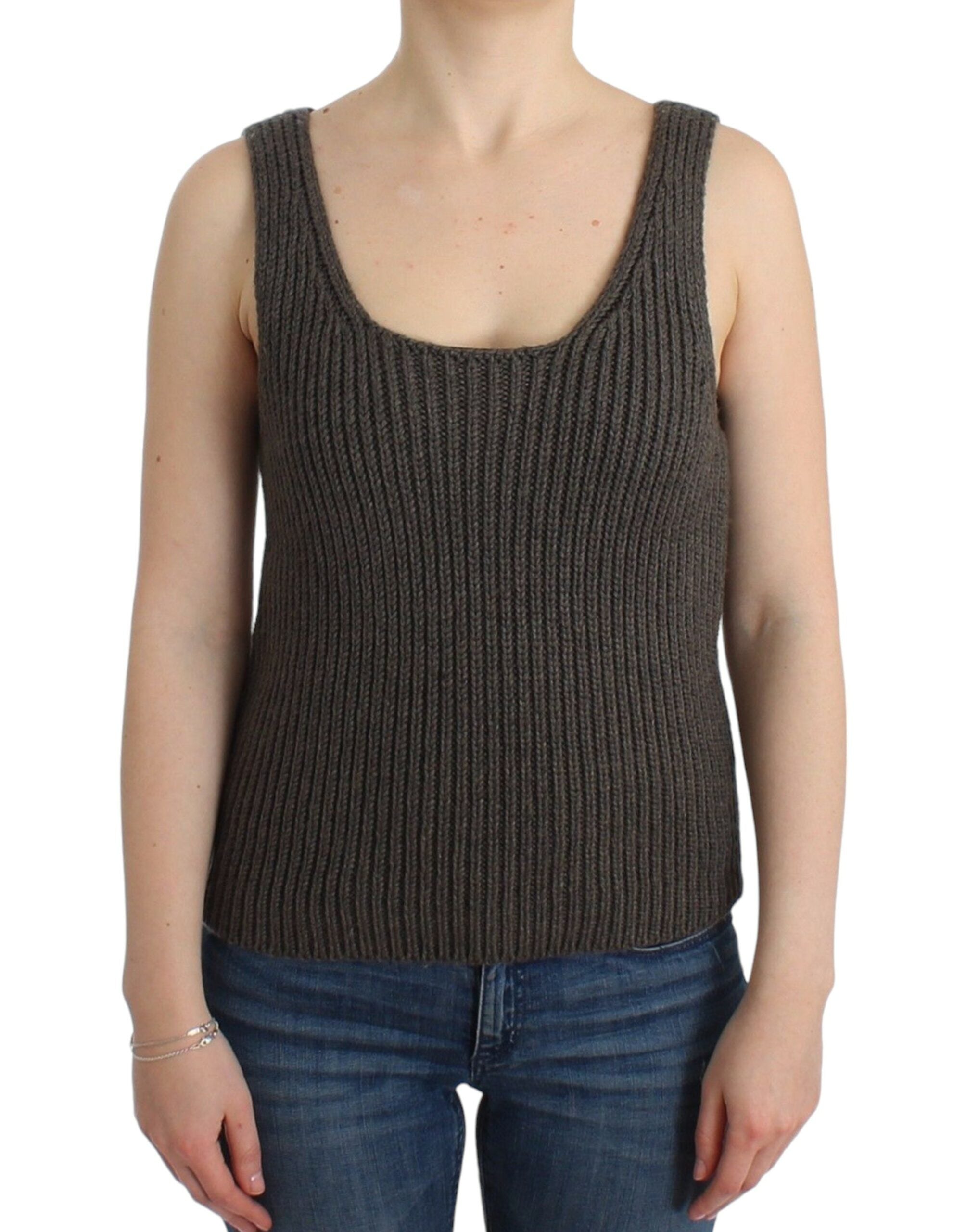 Ermanno Scervino Chic Grey Knit Crew Neck Top