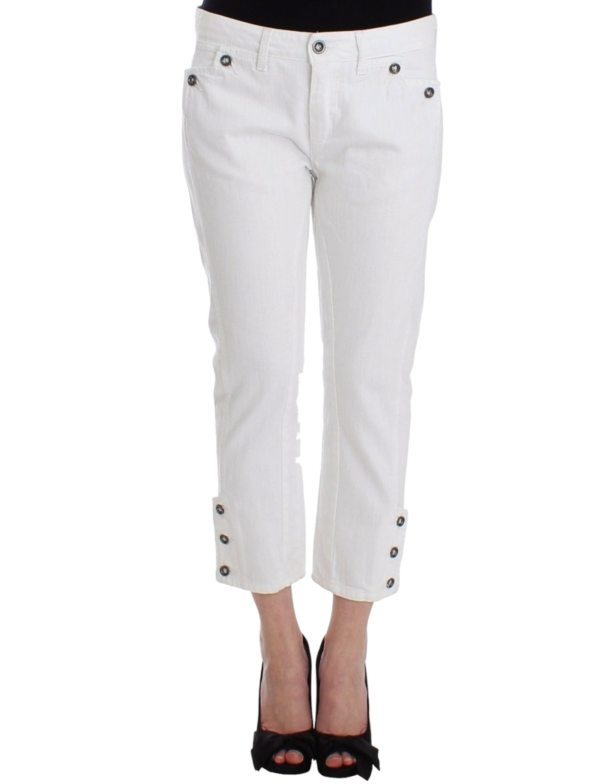 Ermanno Scervino Chic White Cropped Jeans για σοφιστικέ στυλ