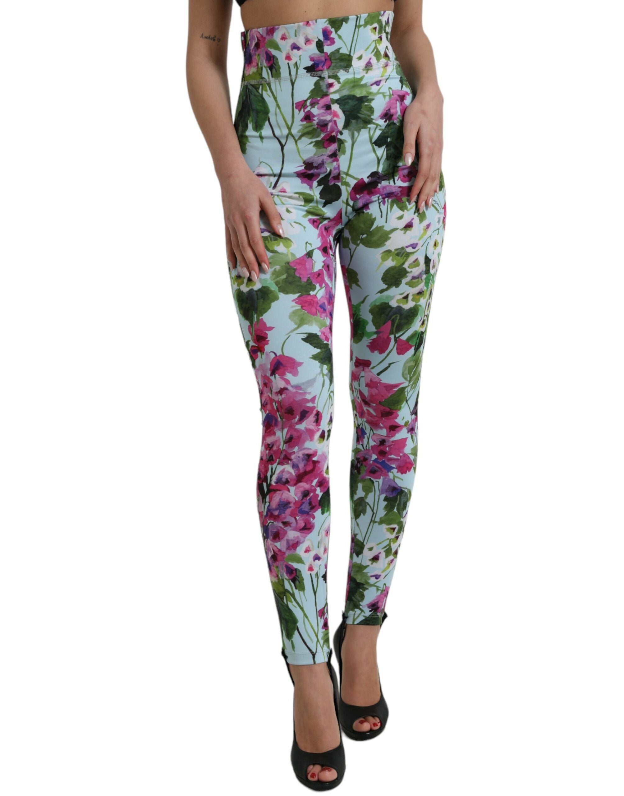 Dolce & Gabbana Elegant Floral High-Rise Leggings Pants