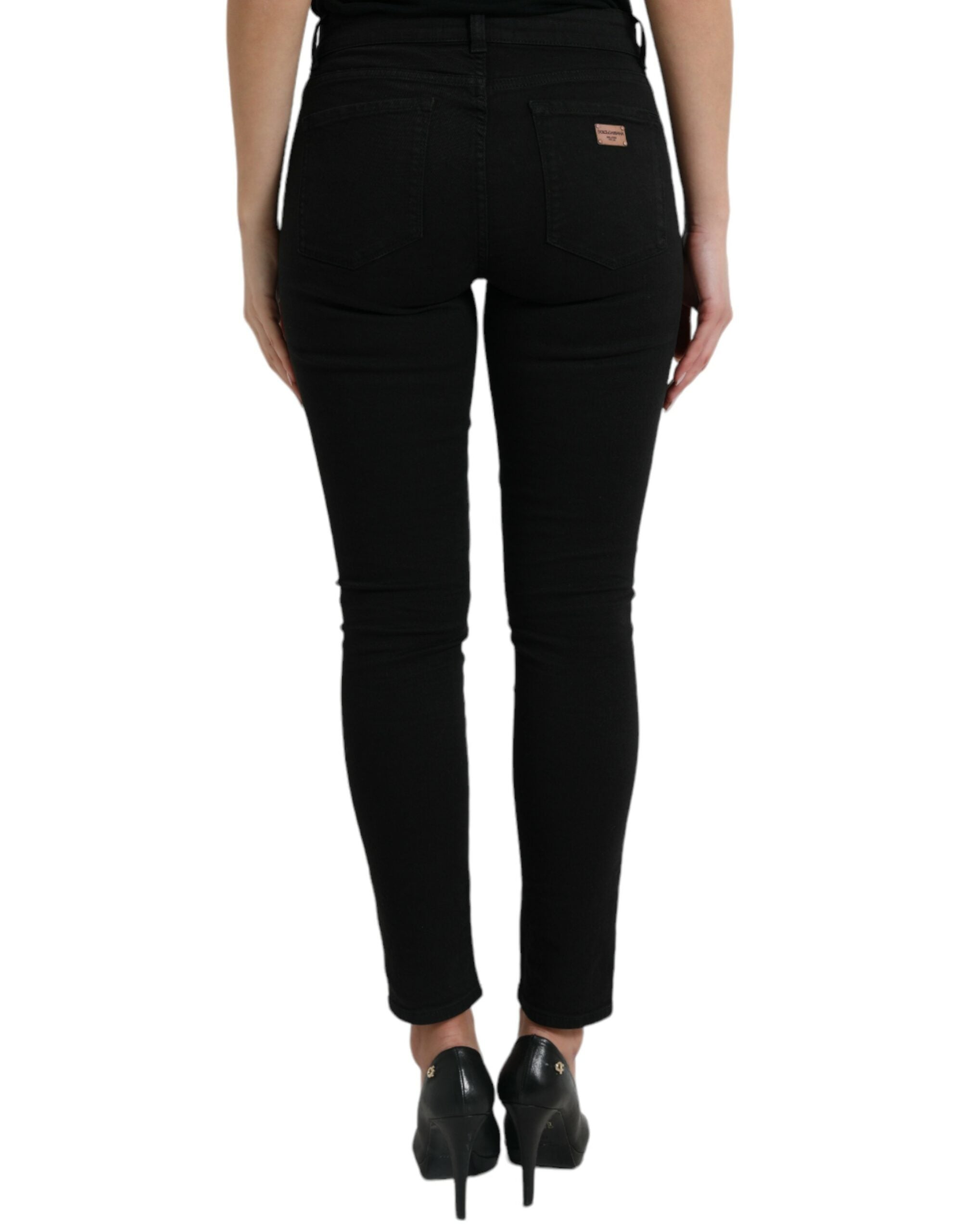 Dolce & Gabbana Chic Black Mid-Waist Stretch Jeans