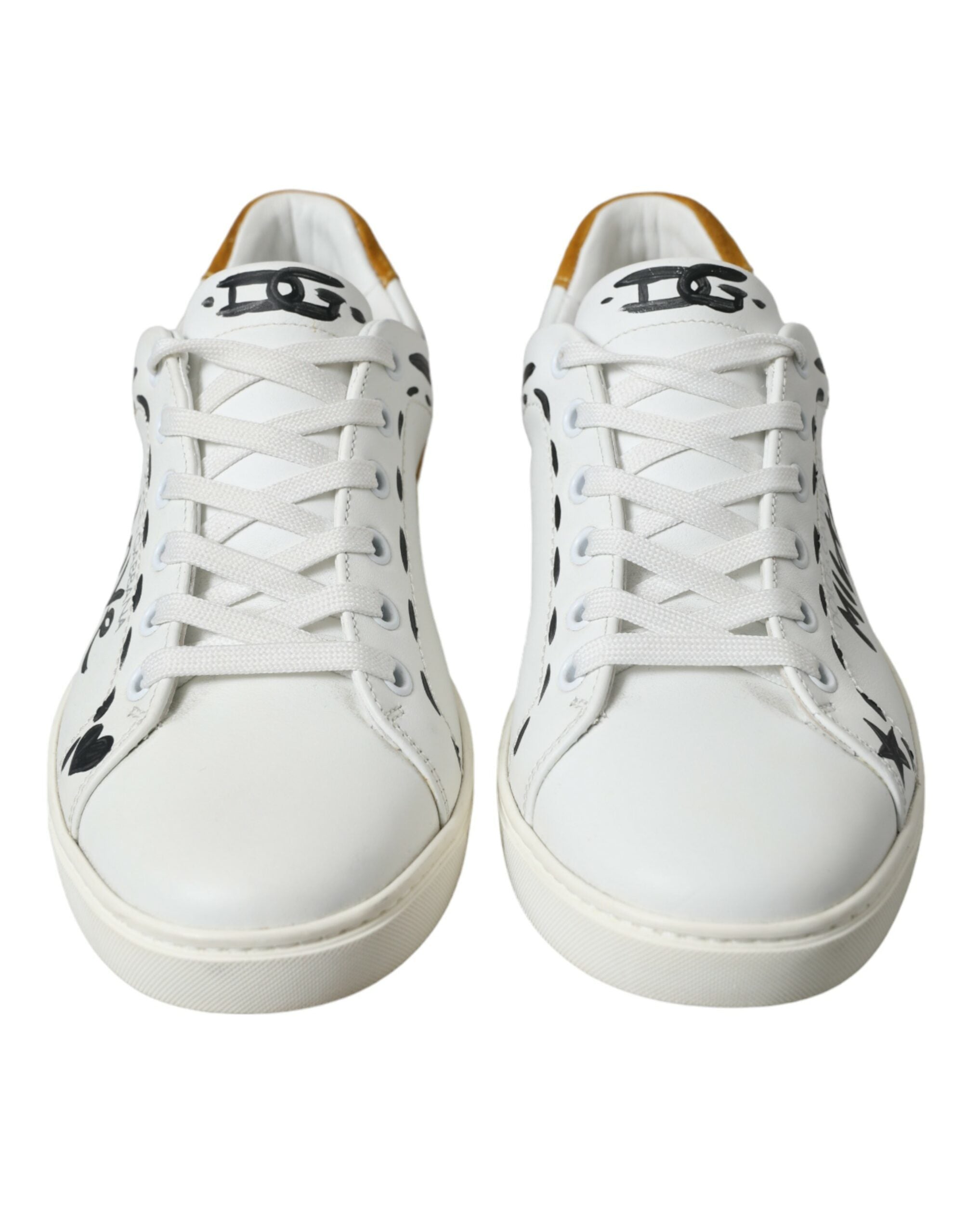 Dolce &amp; Gabbana Sleek White Low Top Δερμάτινα αθλητικά παπούτσια