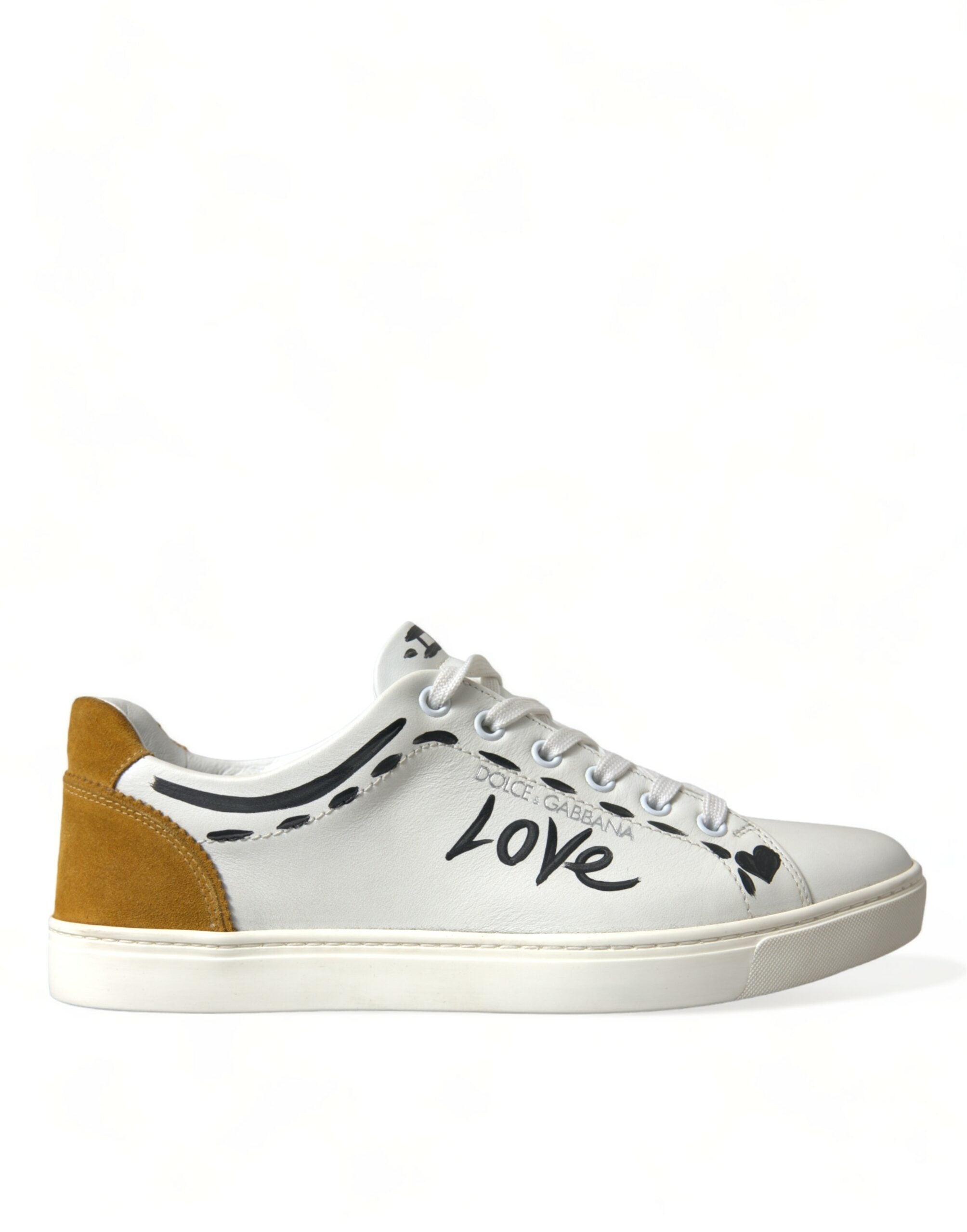 Dolce &amp; Gabbana Sleek White Low Top Δερμάτινα αθλητικά παπούτσια