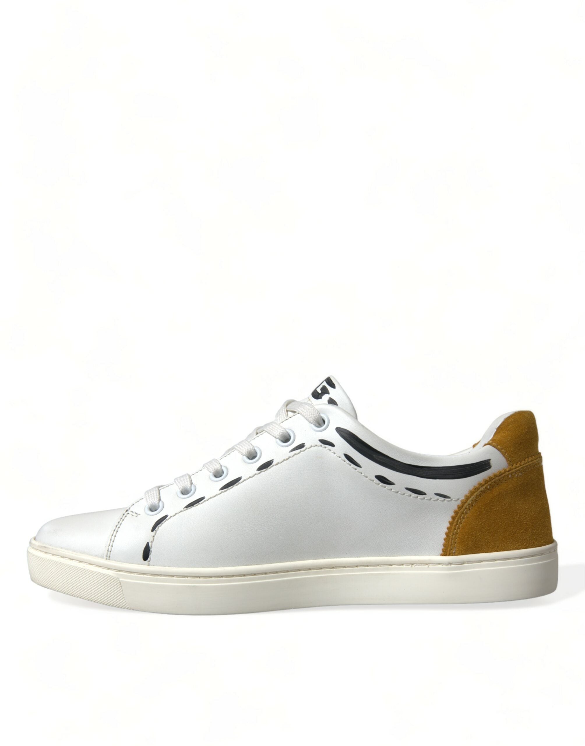 Dolce &amp; Gabbana Sleek White Low Top Δερμάτινα αθλητικά παπούτσια