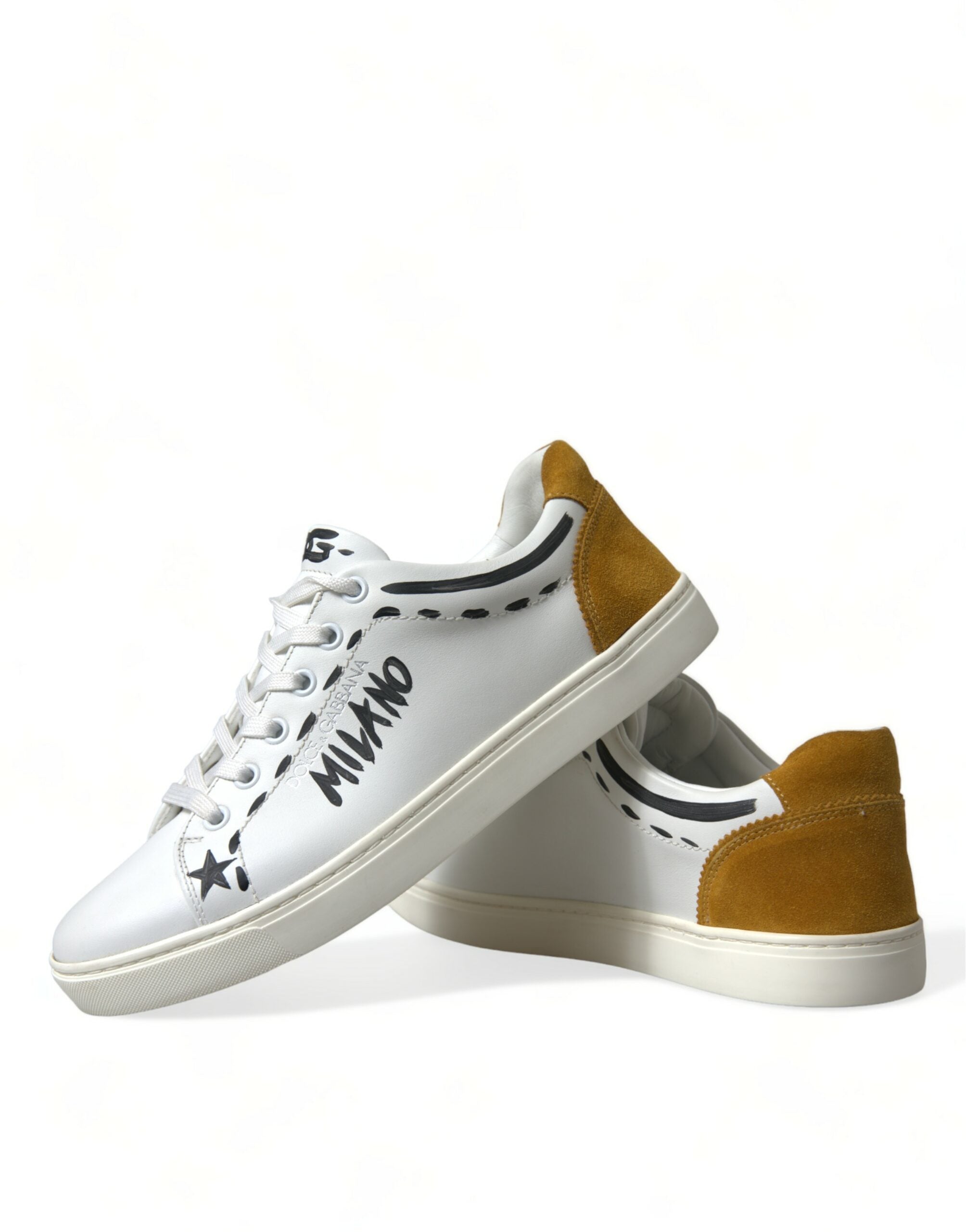 Dolce &amp; Gabbana Sleek White Low Top Δερμάτινα αθλητικά παπούτσια