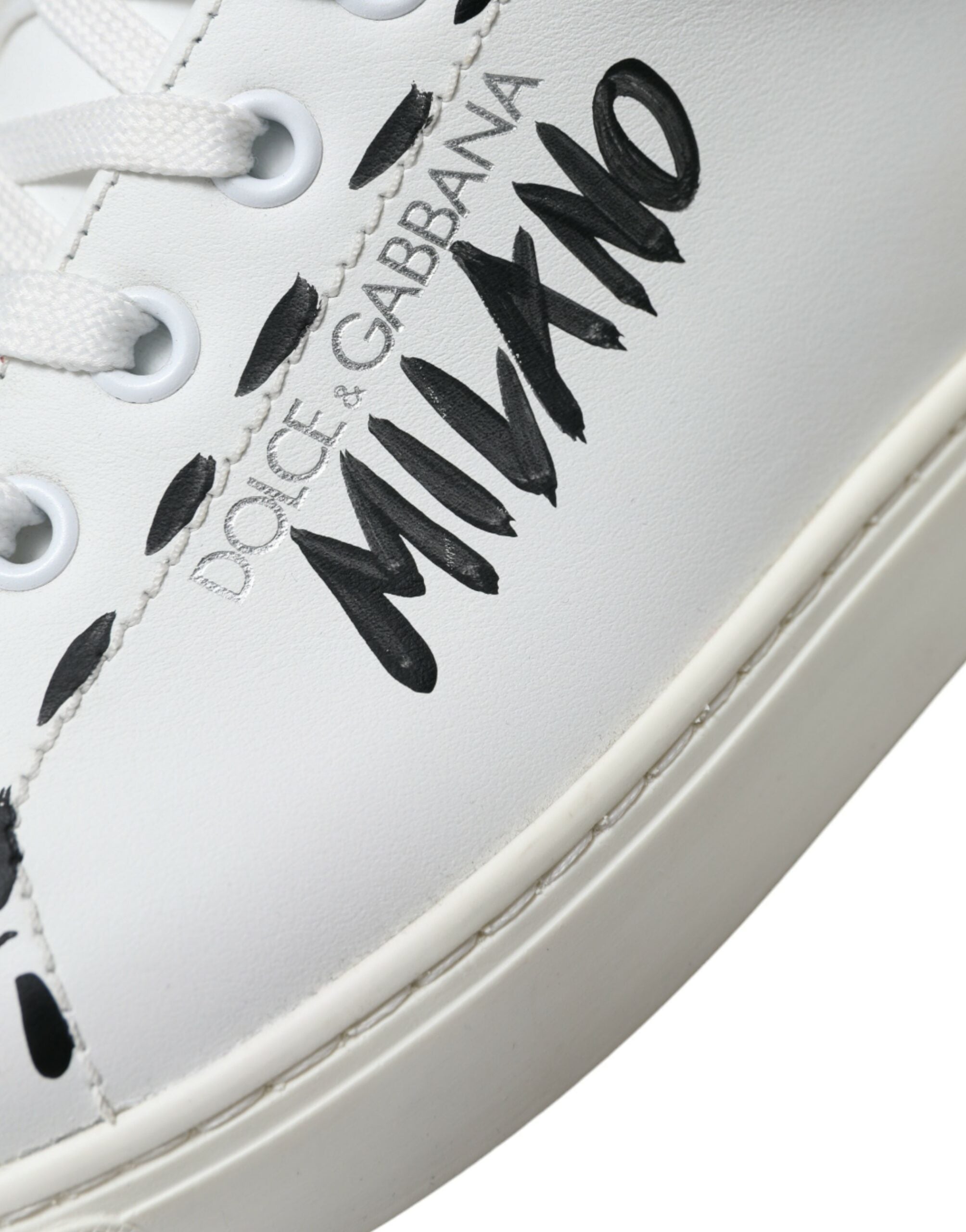 Dolce &amp; Gabbana Sleek White Low Top Δερμάτινα αθλητικά παπούτσια