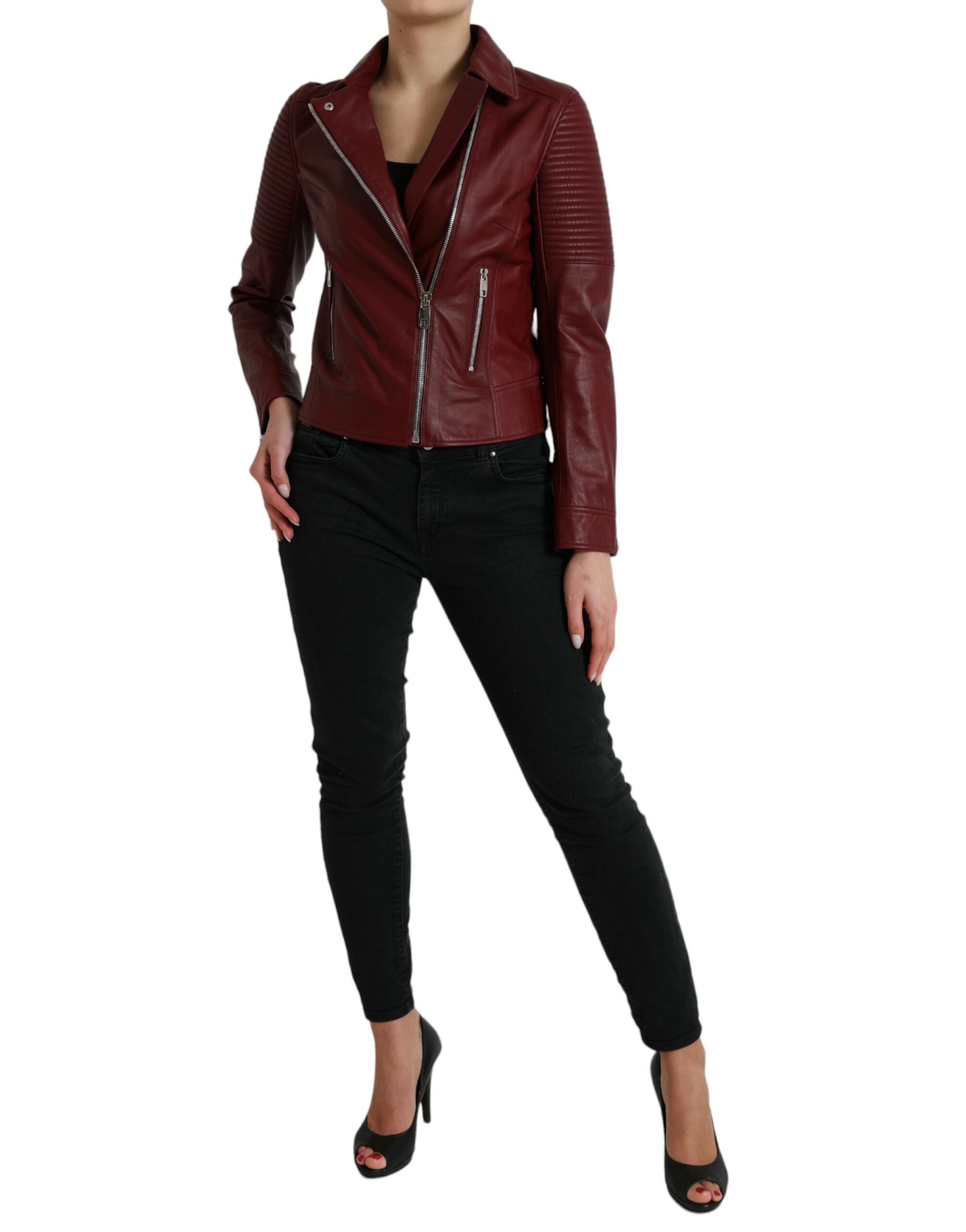 Δερμάτινο μπουφάν Dolce & Gabbana Bordeaux Biker