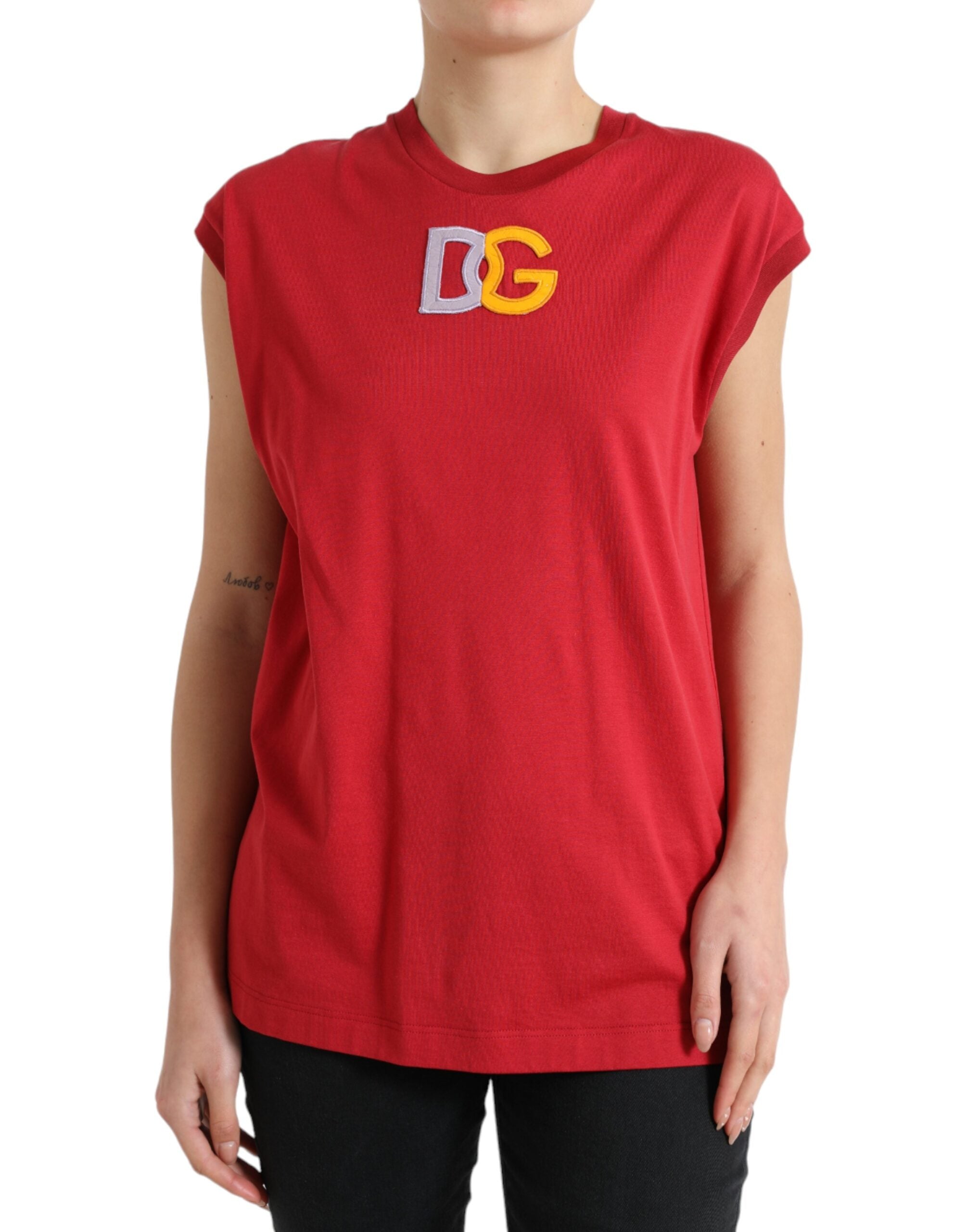 Dolce &amp; Gabbana Elegant Red Cotton Crew Neck Tank Top