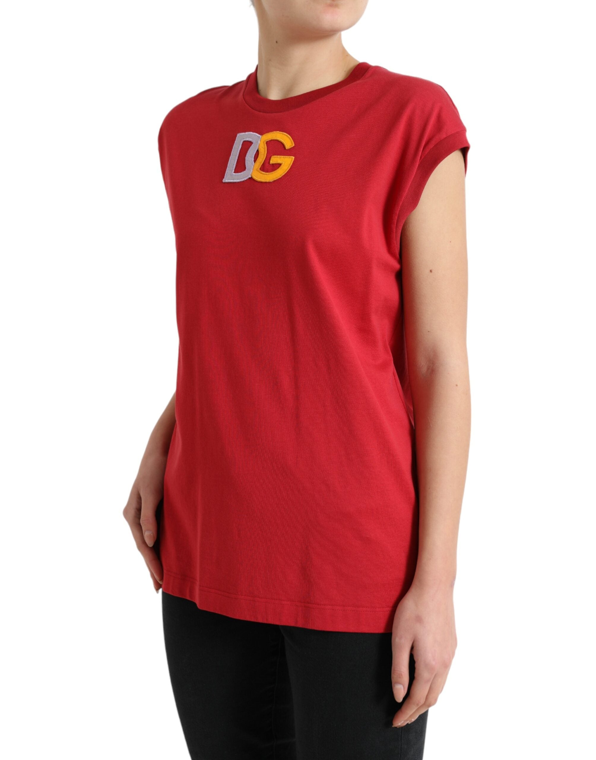 Dolce &amp; Gabbana Elegant Red Cotton Crew Neck Tank Top