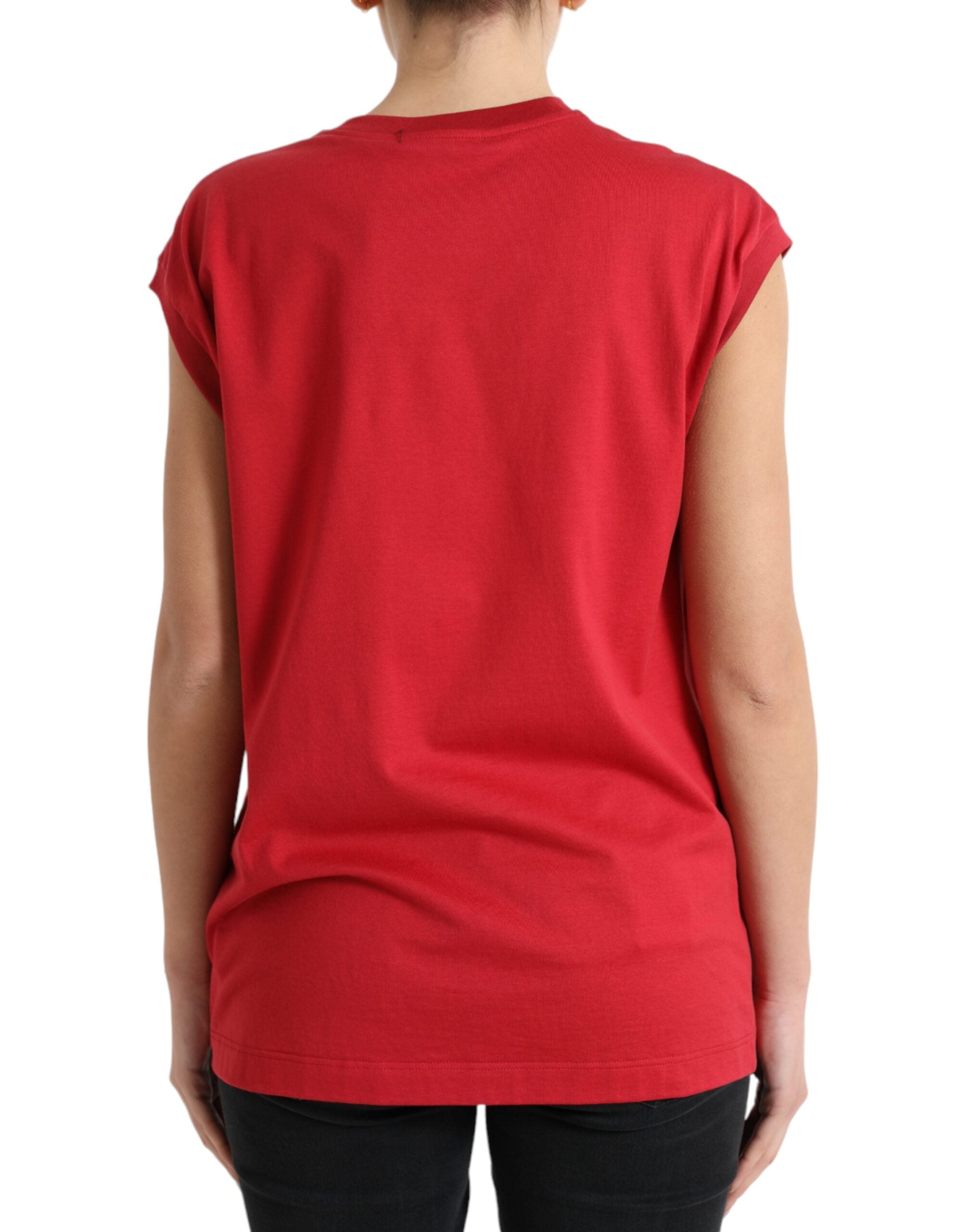 Dolce &amp; Gabbana Elegant Red Cotton Crew Neck Tank Top