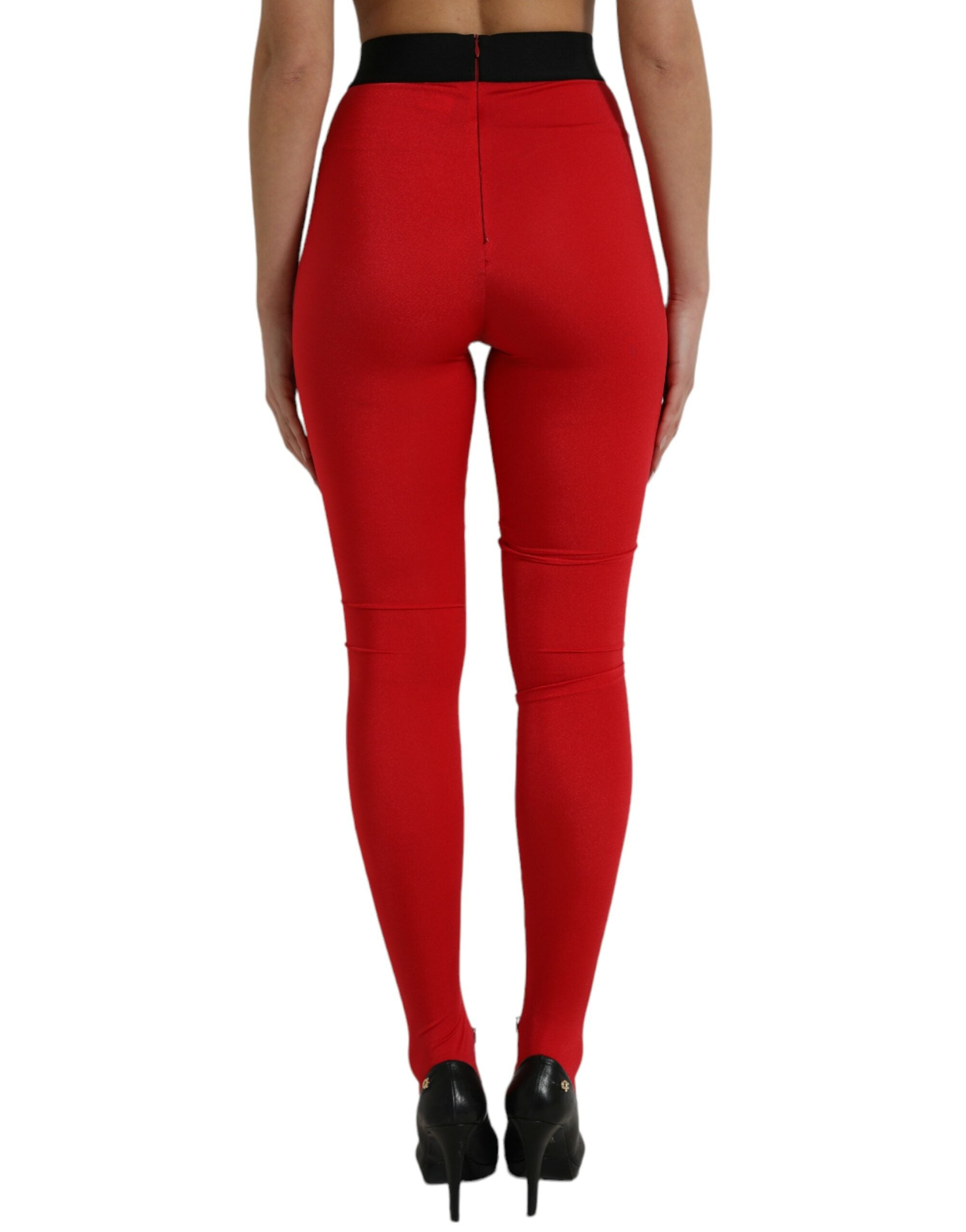 Dolce & Gabbana Elegant Red High Waist Leggings Pants