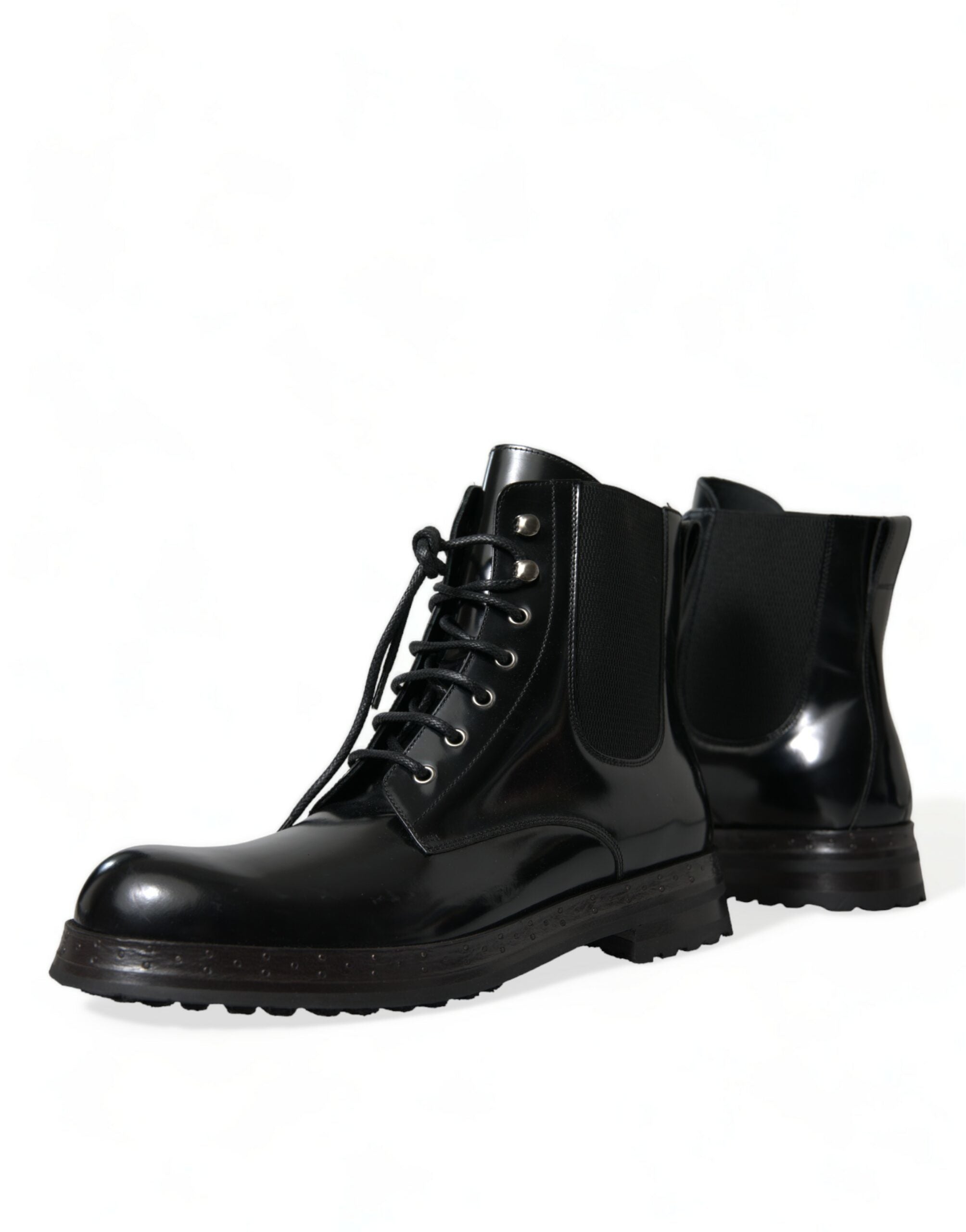 Dolce & Gabbana Elegant Black Leather Mid Calf Men's Boots