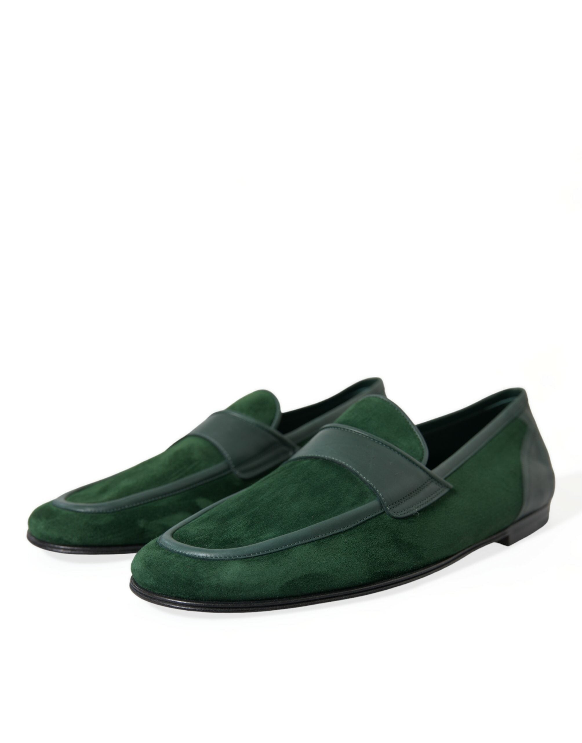 Dolce &amp; Gabbana Emerald Velvet Leather Loafers για άνδρες