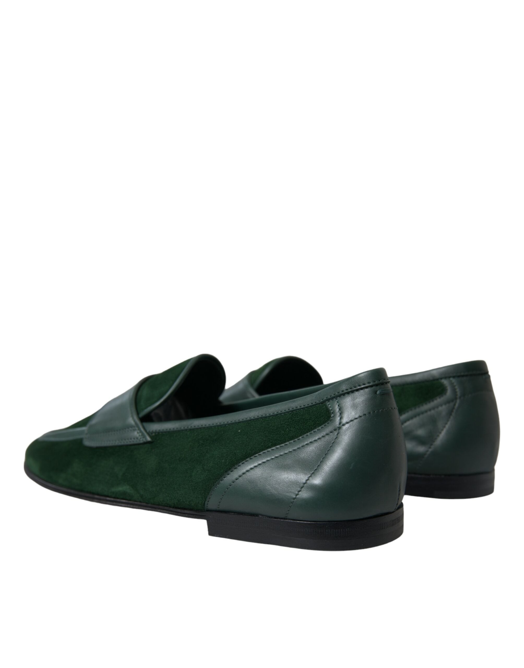 Dolce &amp; Gabbana Emerald Velvet Leather Loafers για άνδρες