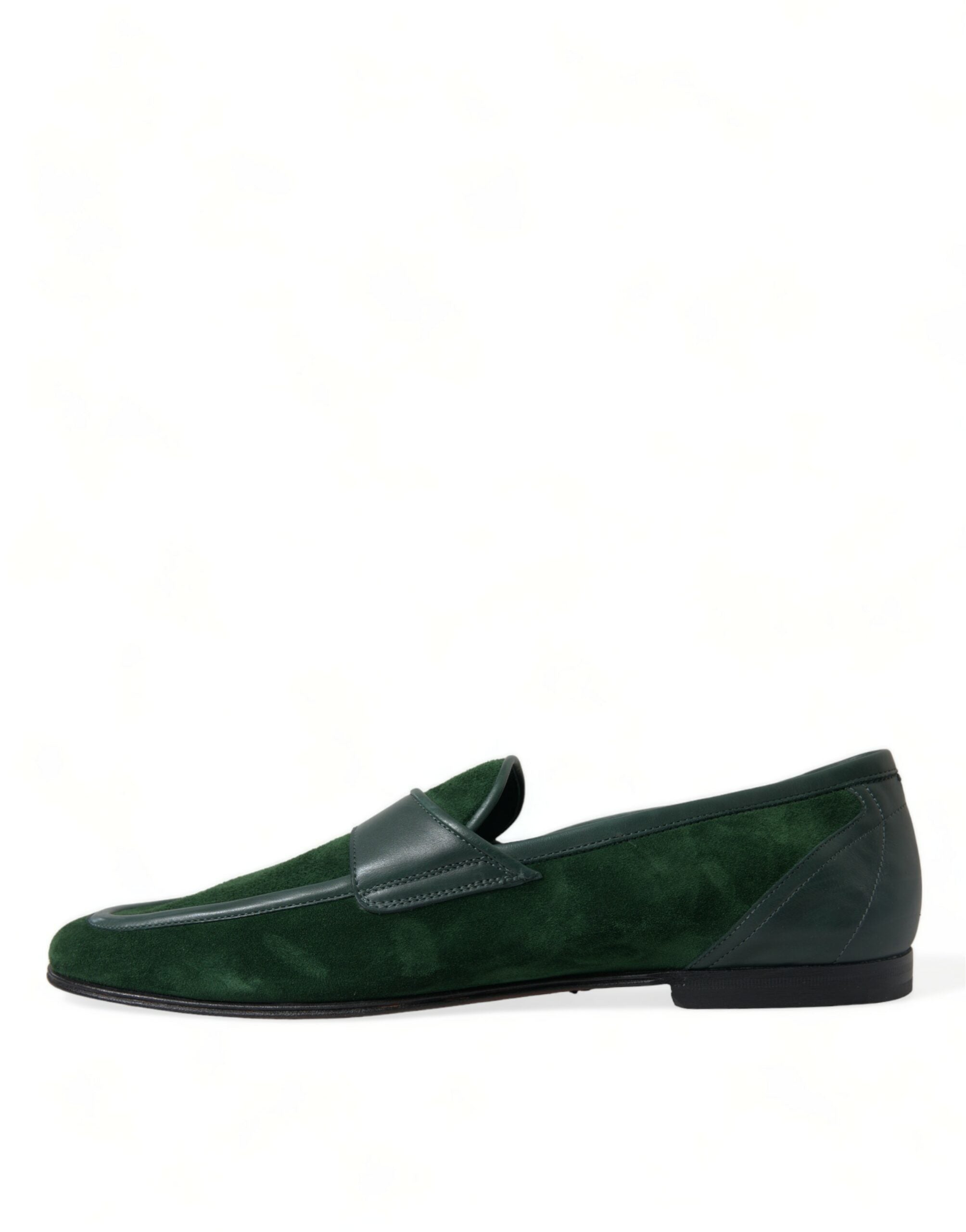 Dolce &amp; Gabbana Emerald Velvet Leather Loafers για άνδρες