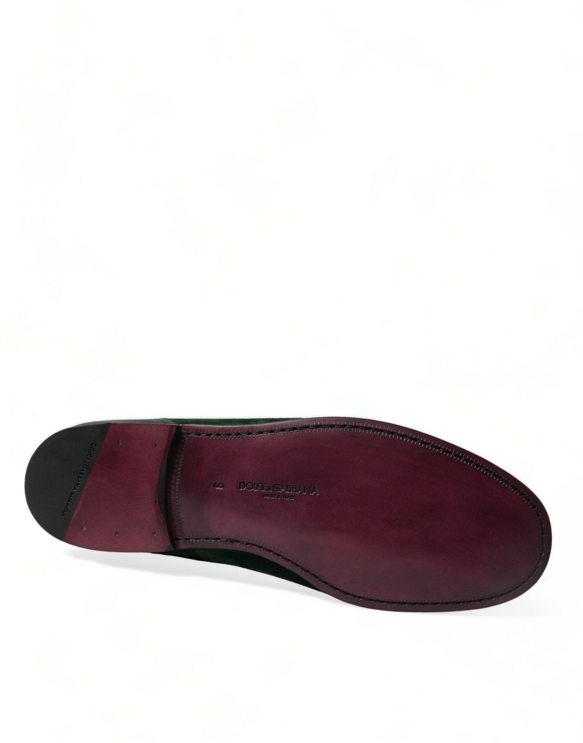 Dolce &amp; Gabbana Emerald Velvet Leather Loafers για άνδρες