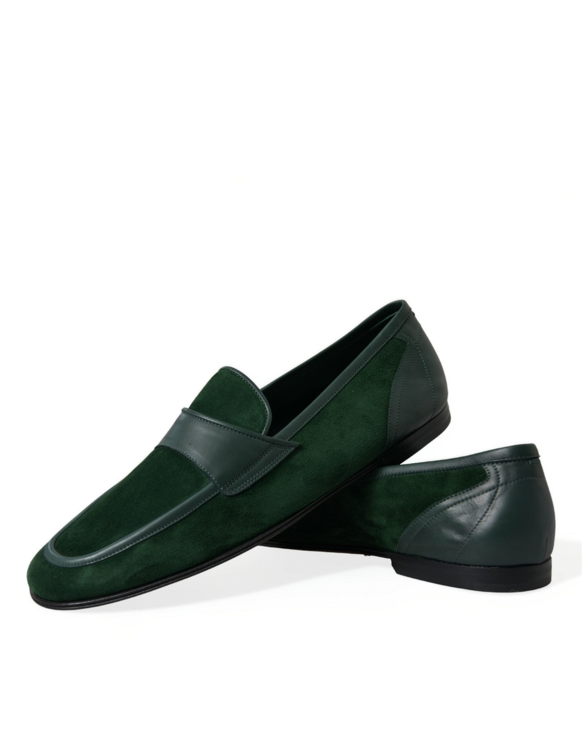 Dolce &amp; Gabbana Emerald Velvet Leather Loafers για άνδρες