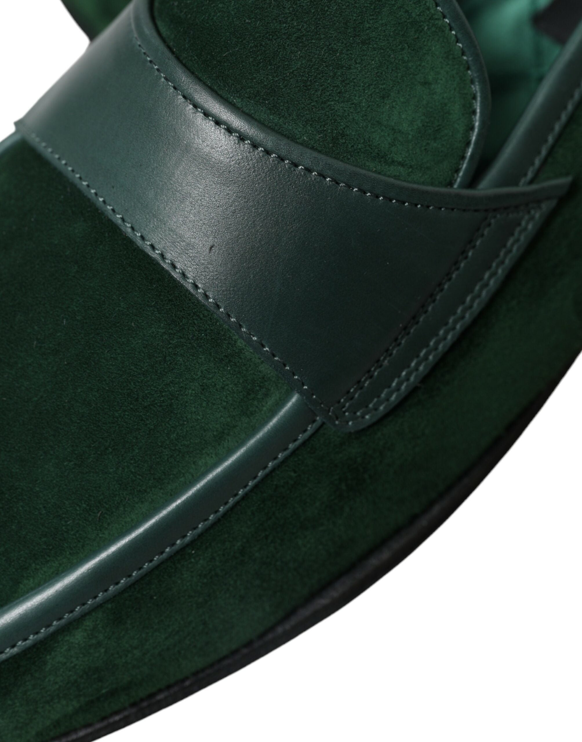 Dolce &amp; Gabbana Emerald Velvet Leather Loafers για άνδρες