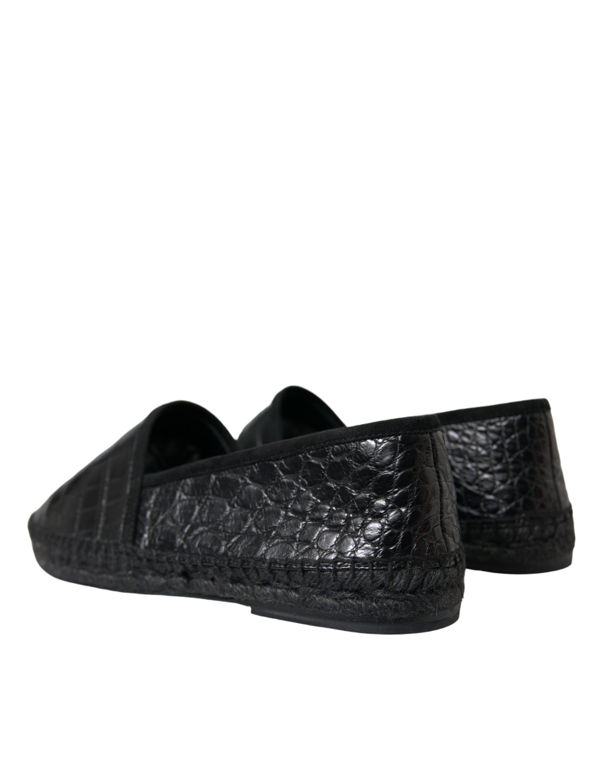 Dolce & Gabbana Exotic Black Leather Espadrilles