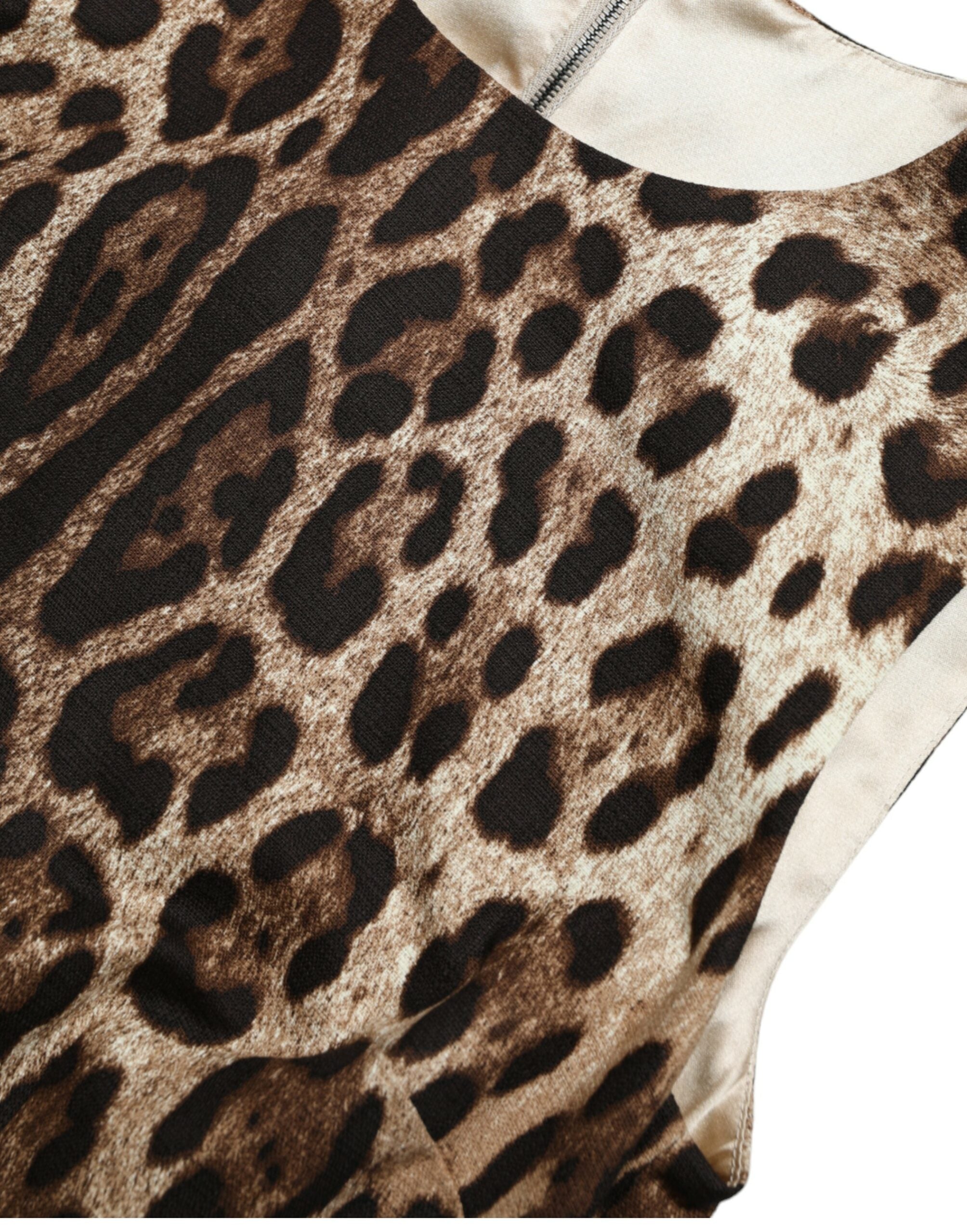 Dolce &amp; Gabbana Sleek Leopard Print Top Tank Silk-Blend