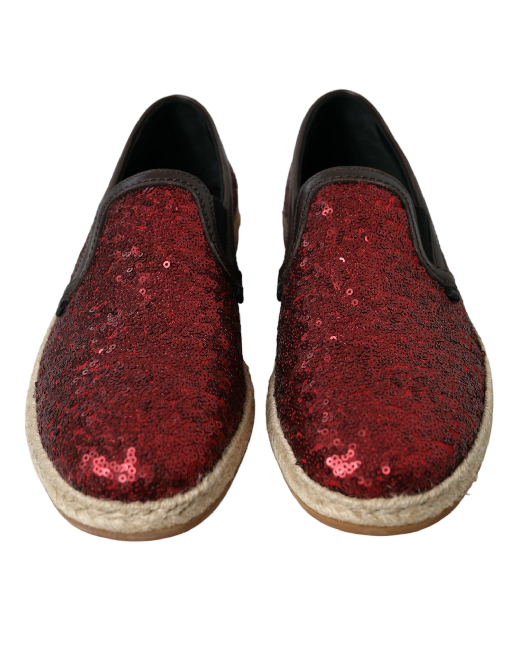 Dolce &amp; Gabbana Red Sequined Leather Loafers