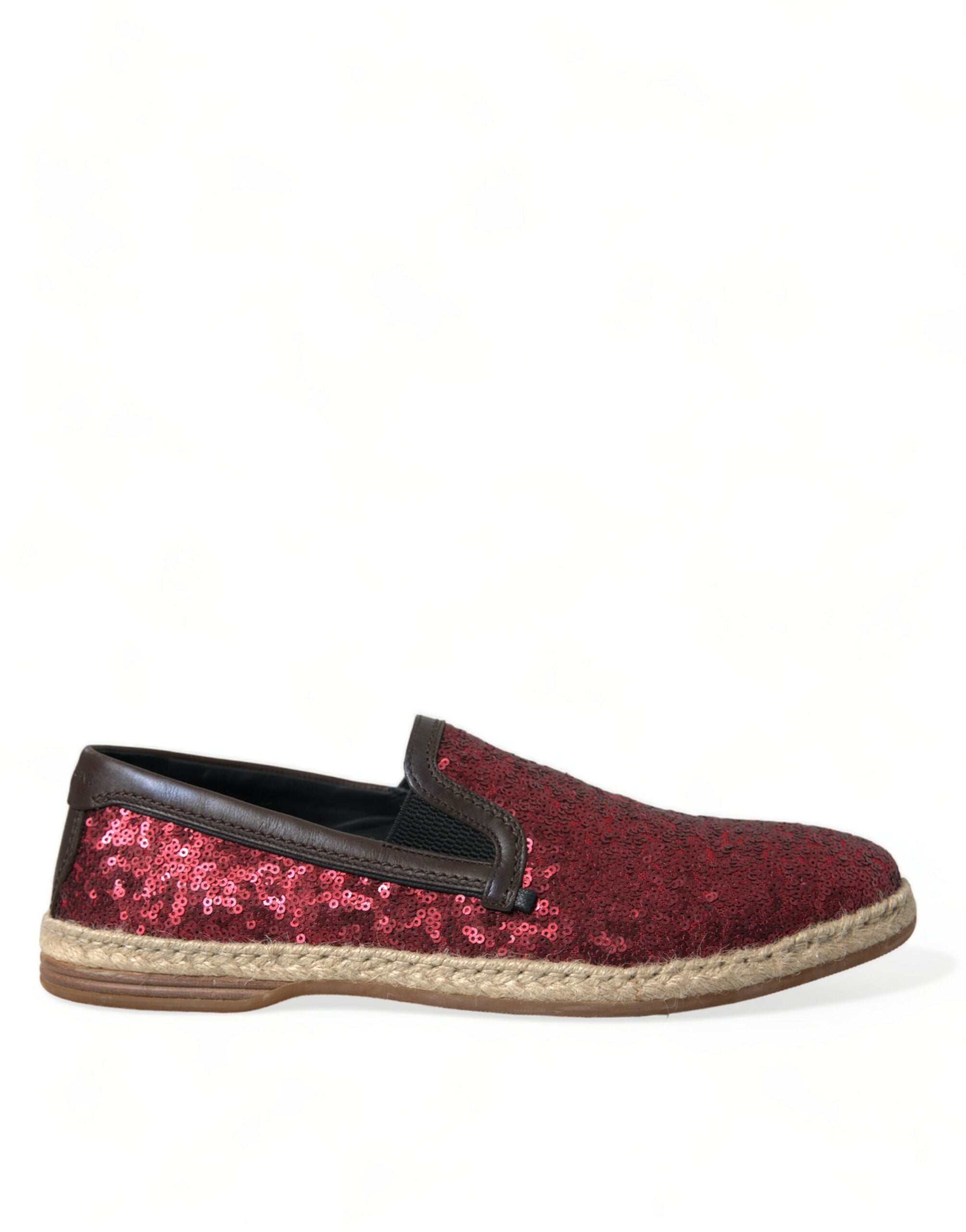 Dolce &amp; Gabbana Red Sequined Leather Loafers