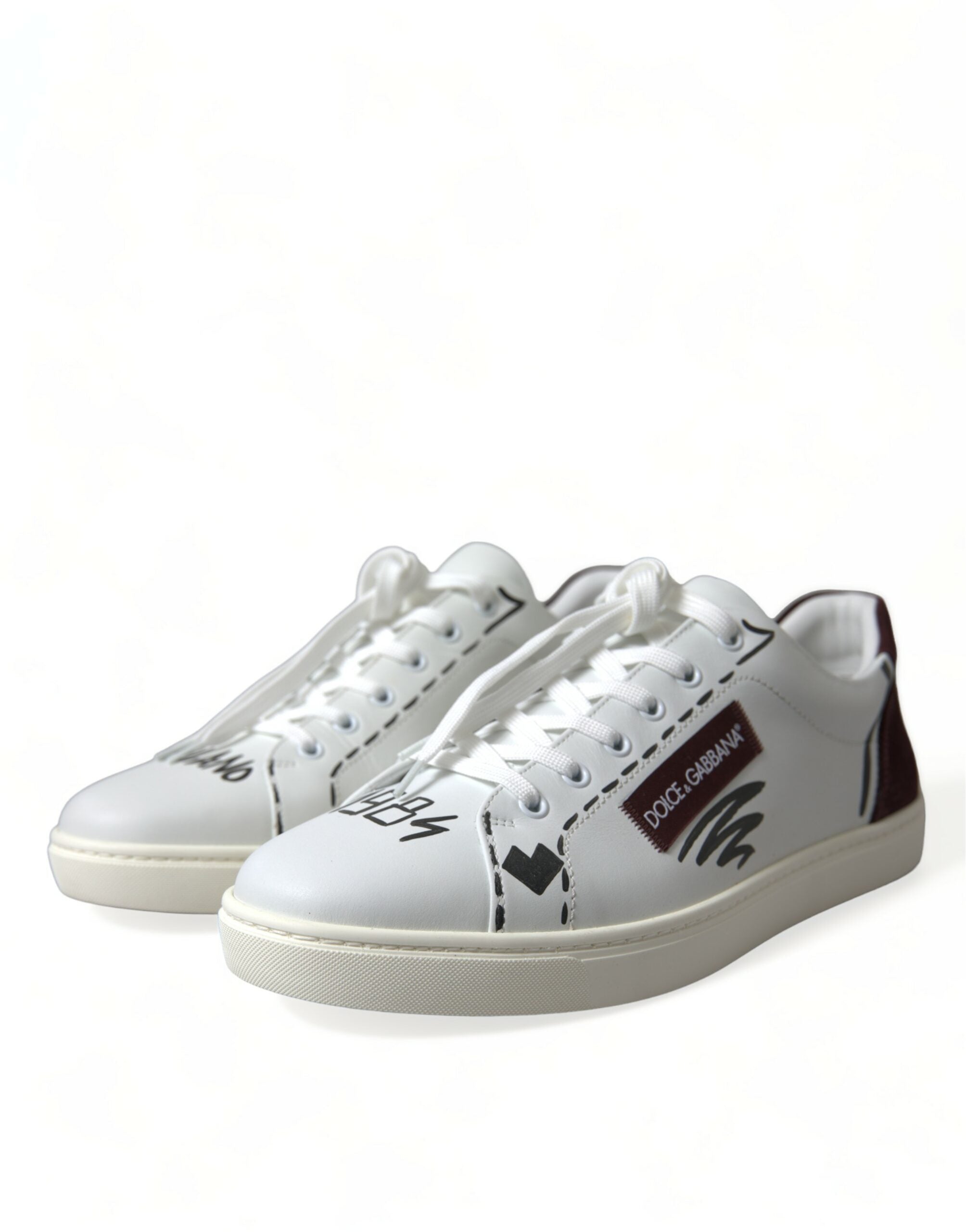 Dolce &amp; Gabbana Exclusive White Bordeaux Low Top Sneakers