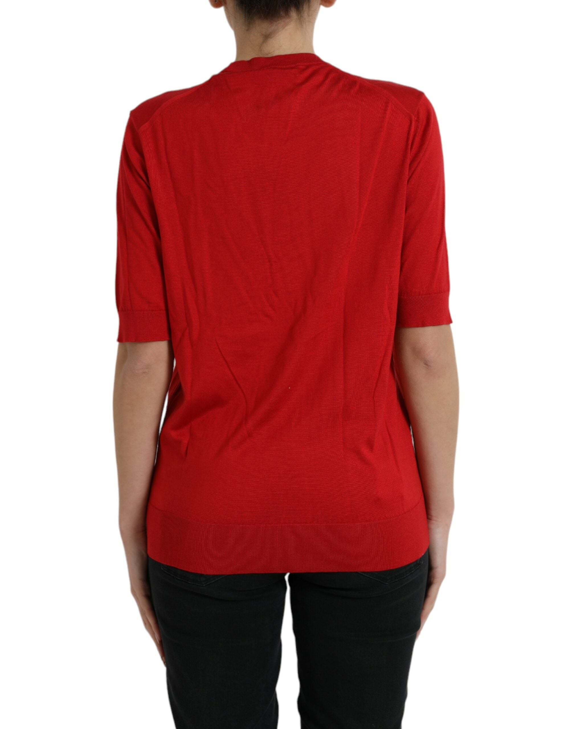 Μπλουζάκι Dolce &amp; Gabbana Silk Red Crew με λαιμόκοψη