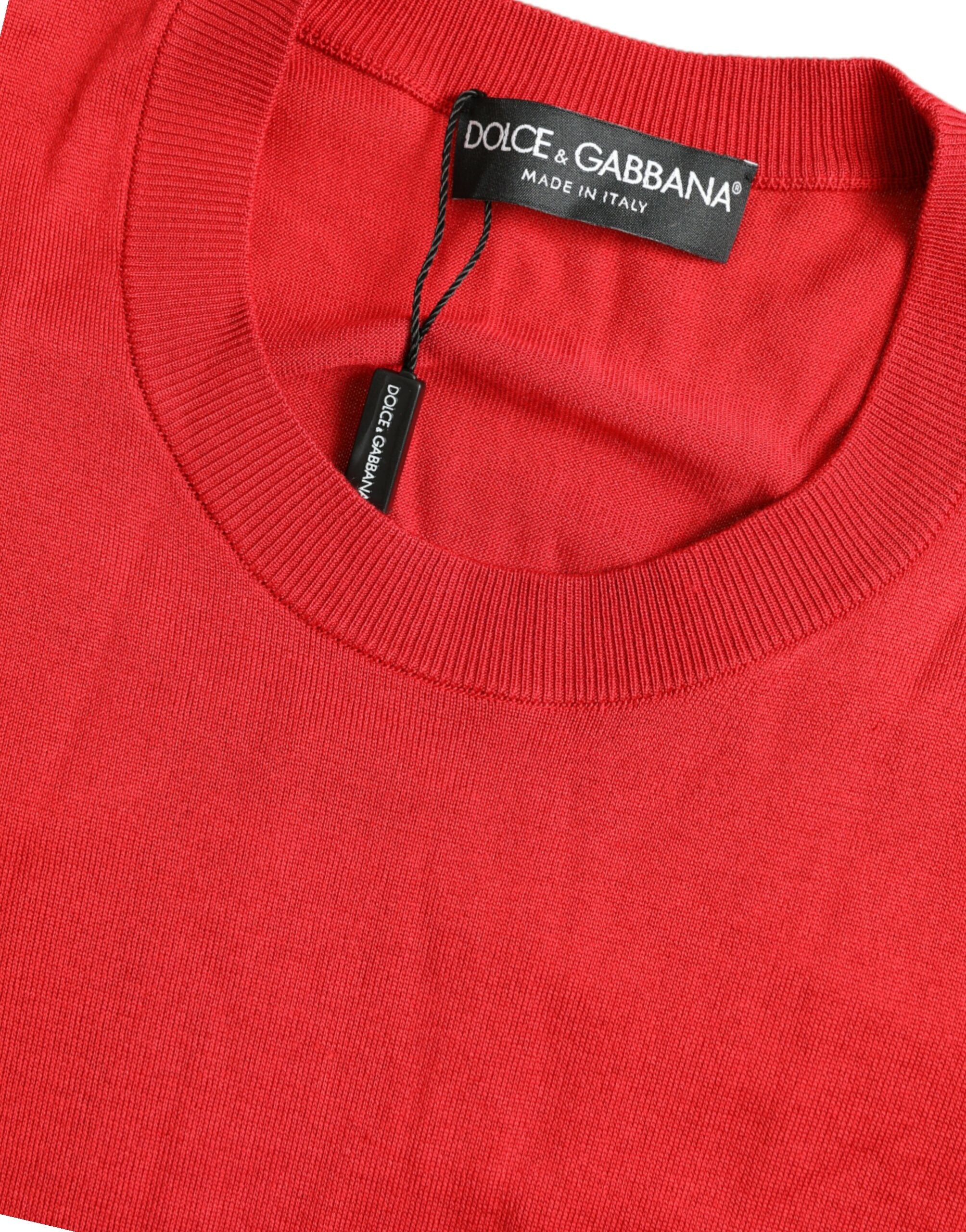 Μπλουζάκι Dolce &amp; Gabbana Silk Red Crew με λαιμόκοψη